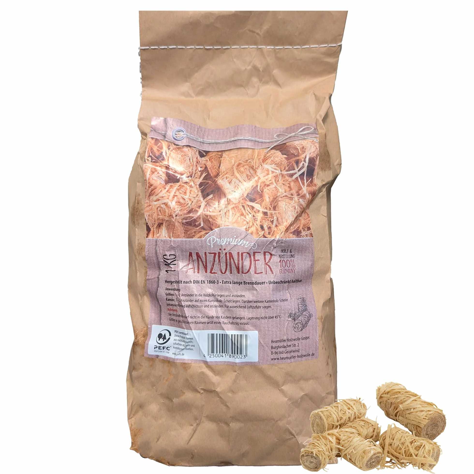 com-four® podpalka z welny drzewnej 1 kg do kominka grilla palenisk