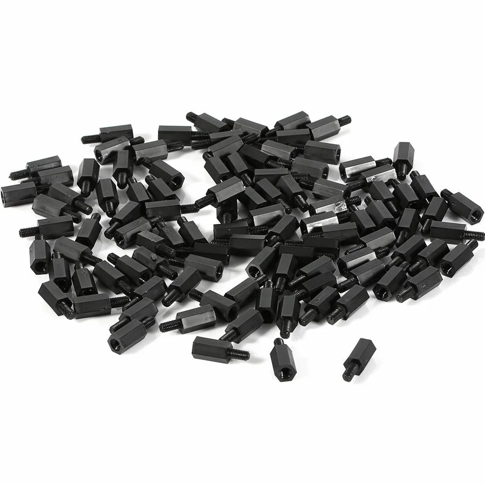 100 sztuk plastikowych śrub sześciokątnych Nylon M3 6 mm 8 mm 10 mm 12 mm (15 mm) uchwyty rozstawowe śrubka metryczna uchwyty rozstawowe M3 5 mm 6 mm 8 mm 10 mm śruba z łbem okrągłym M2 M3 M4 nakrętka