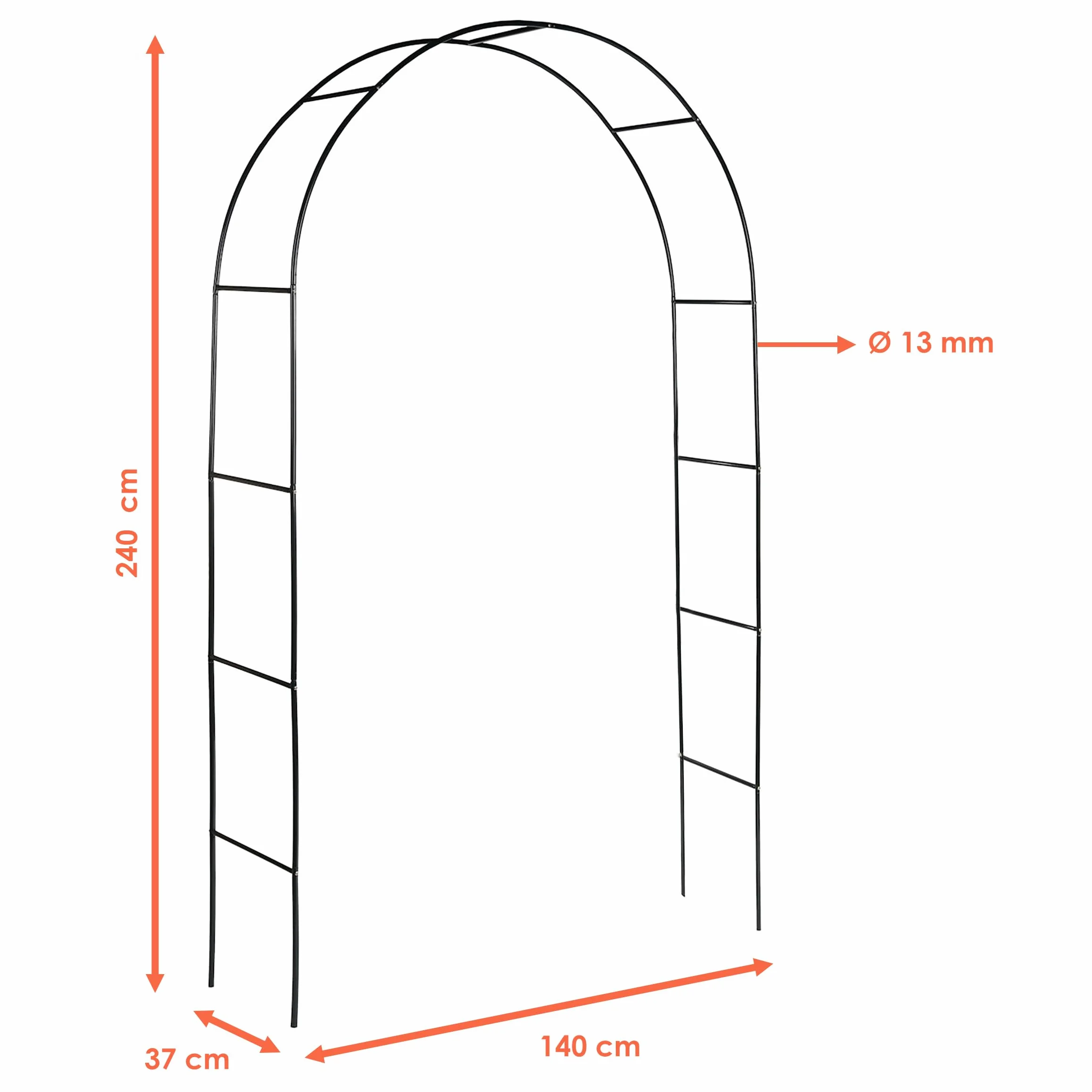 Metalowy łuk do róż, zielony, 240 cm – łuk bramy dla roślin pnących, kratka ogrodowa, podpora dla roślin pnących, okrągła