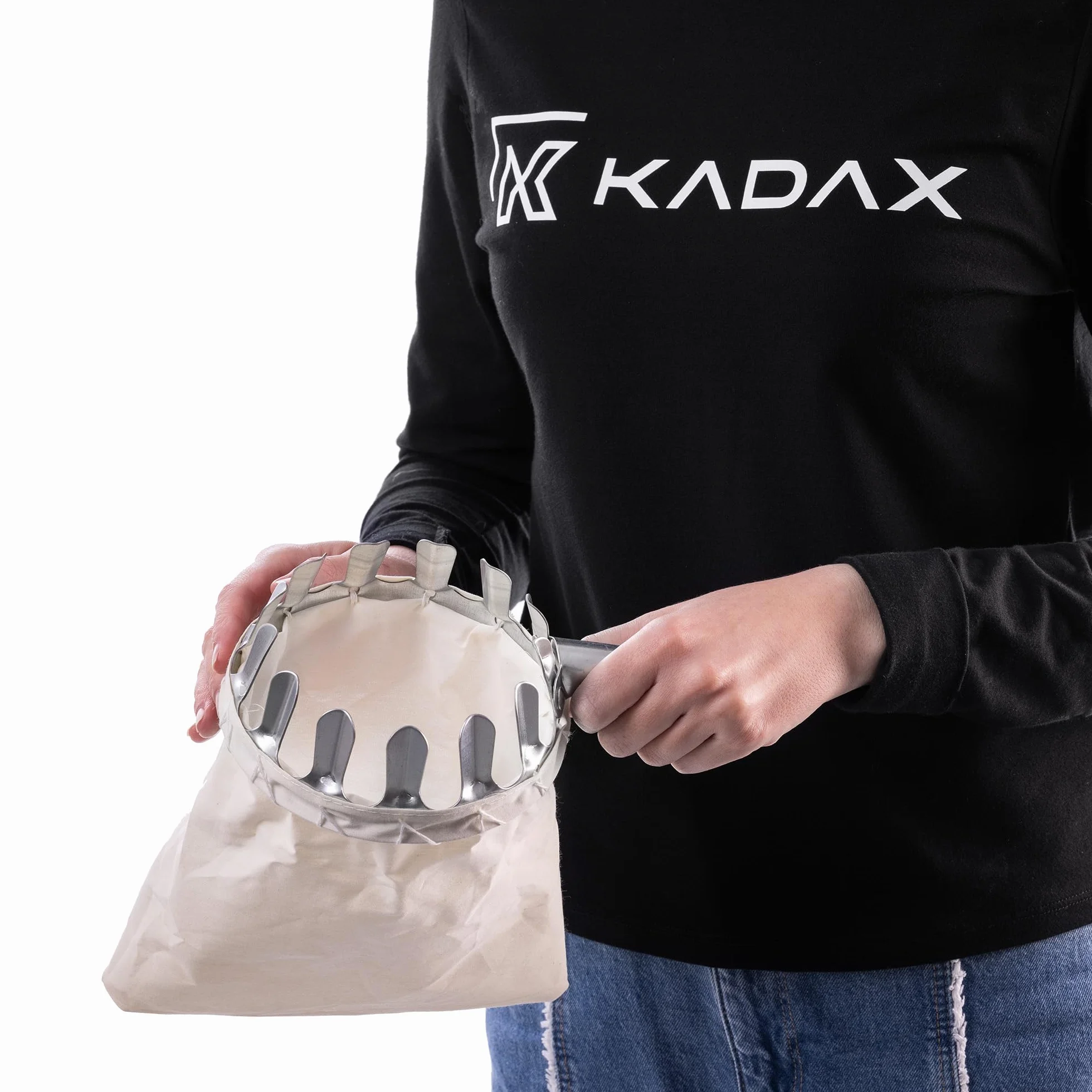 KADAX Zbieracz owoców z długim trzonkiem drewnianym z workiem