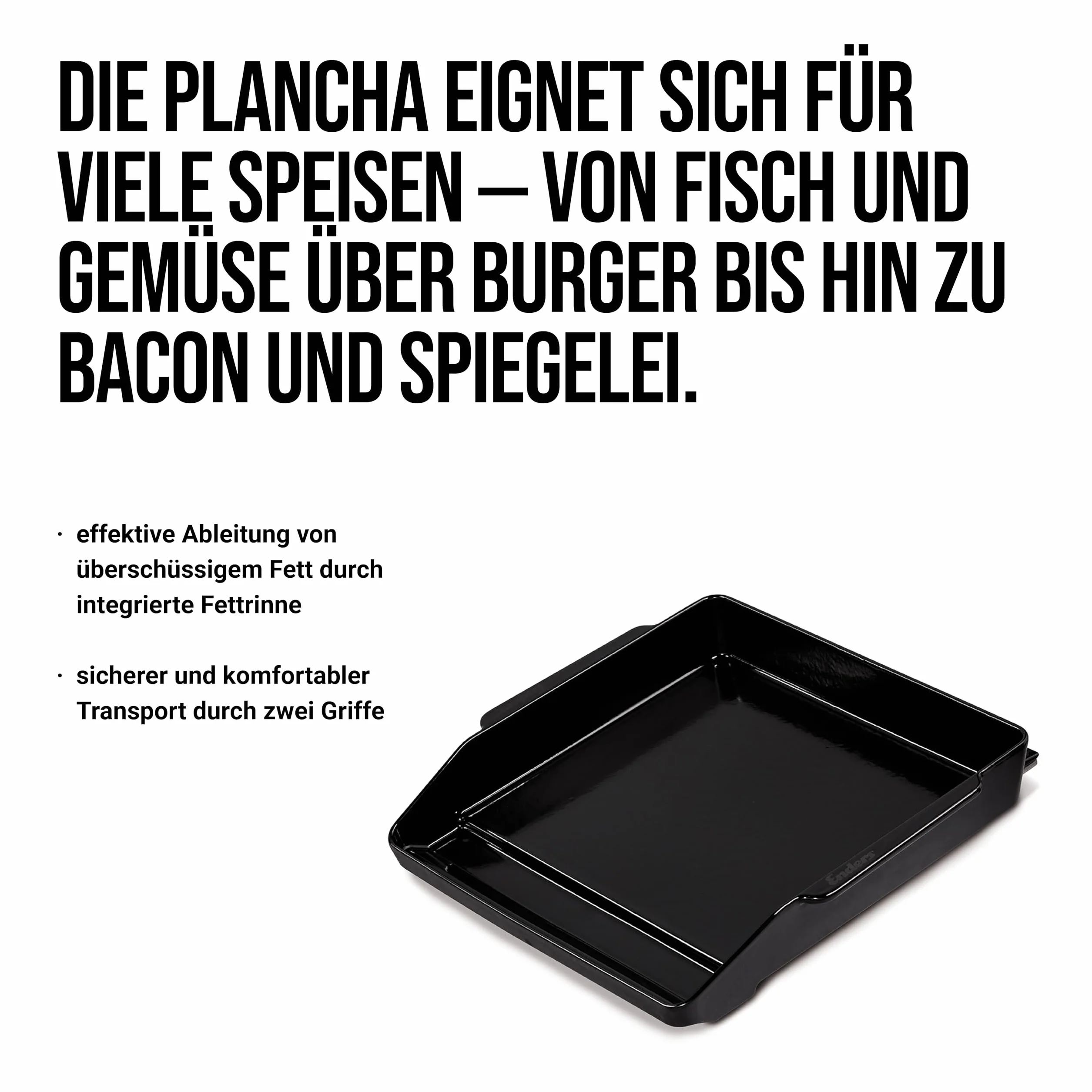 Enders Plancha płyta grillowa z emaliowanego żeliwa, regulowane nóżki, uchwyty boczne