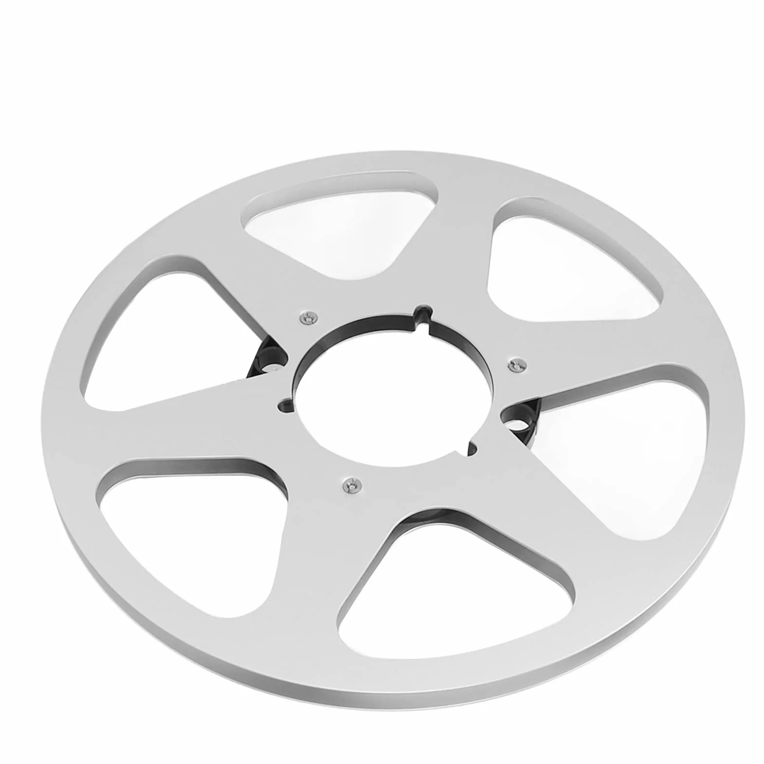 10-calowa Otwarta Szpula Audio Aluminiowa Szpula Odbiorcza, Pusta Szpula Odbiorcza na małą piastę, Magnetofon Szpulowy na taśmę magnetofonową na Taśmy 1/4 Cala, Magnetyczna (Srebrny kolor)