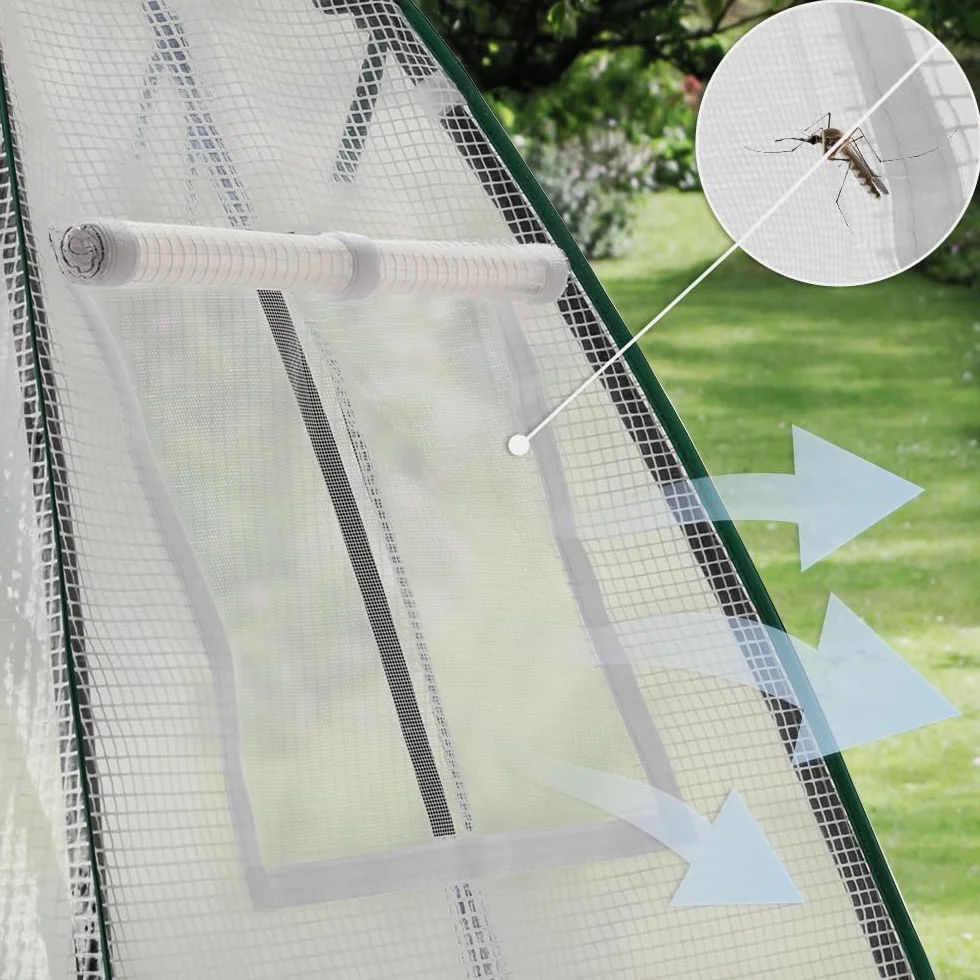 VOUNOT Szklarnia Ogrodowa PE Zimowa, Kopuła na Warzywa i Kwiaty, Tipi ze Wzmocnioną Plandeką 135g/m2 na Pomidory, Balkon i Taras, Mała 160 x 160 x 180