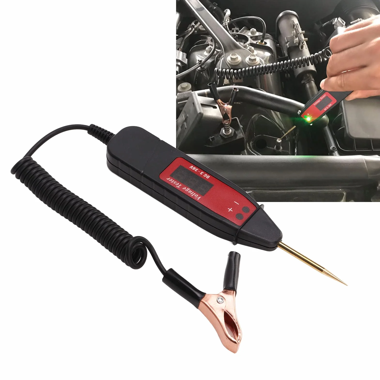 Narzędzie do Naprawy Samochodów Samochód Tester Obwodów Elektrycznych Pen Lcd Cyfrowy Wyświetlacz Sonda Napięciowa Detektor Dc3-36V do Konserwacji Pojazdu