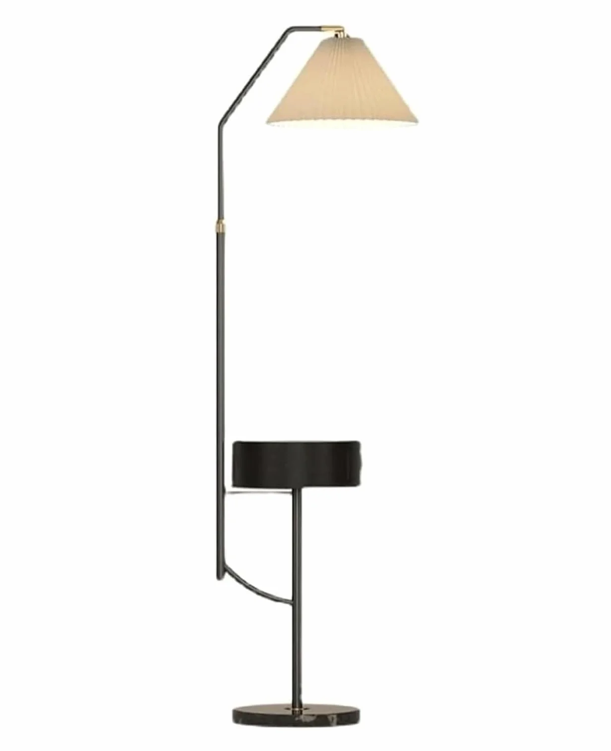 Lampka Do Czytania Nowoczesna lampa podłogowa z szufladą. Metalowa lampa podłogowa z regulacją wysokości. Lampa stojąca z plisowanym abażurem z tkaniny PłYnna Jasność