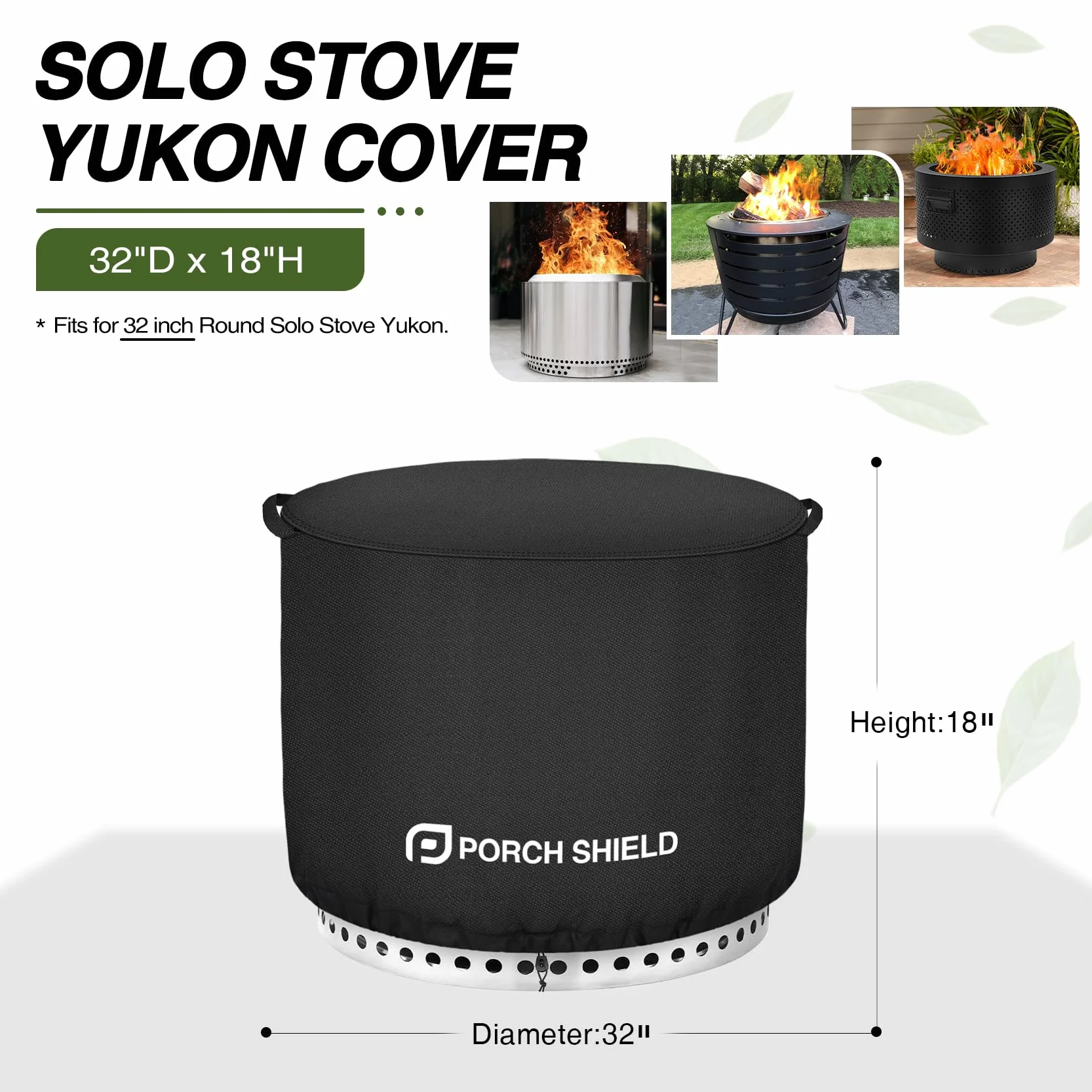 Porch Shield Odporny na blaknięcie pokrowiec na palenisko Solo Stove Yukon, wodoodporny pokrowiec na palenisko na patio, okrągły, 81 cm, pasuje do małego paleniska Solo Stove Yukon