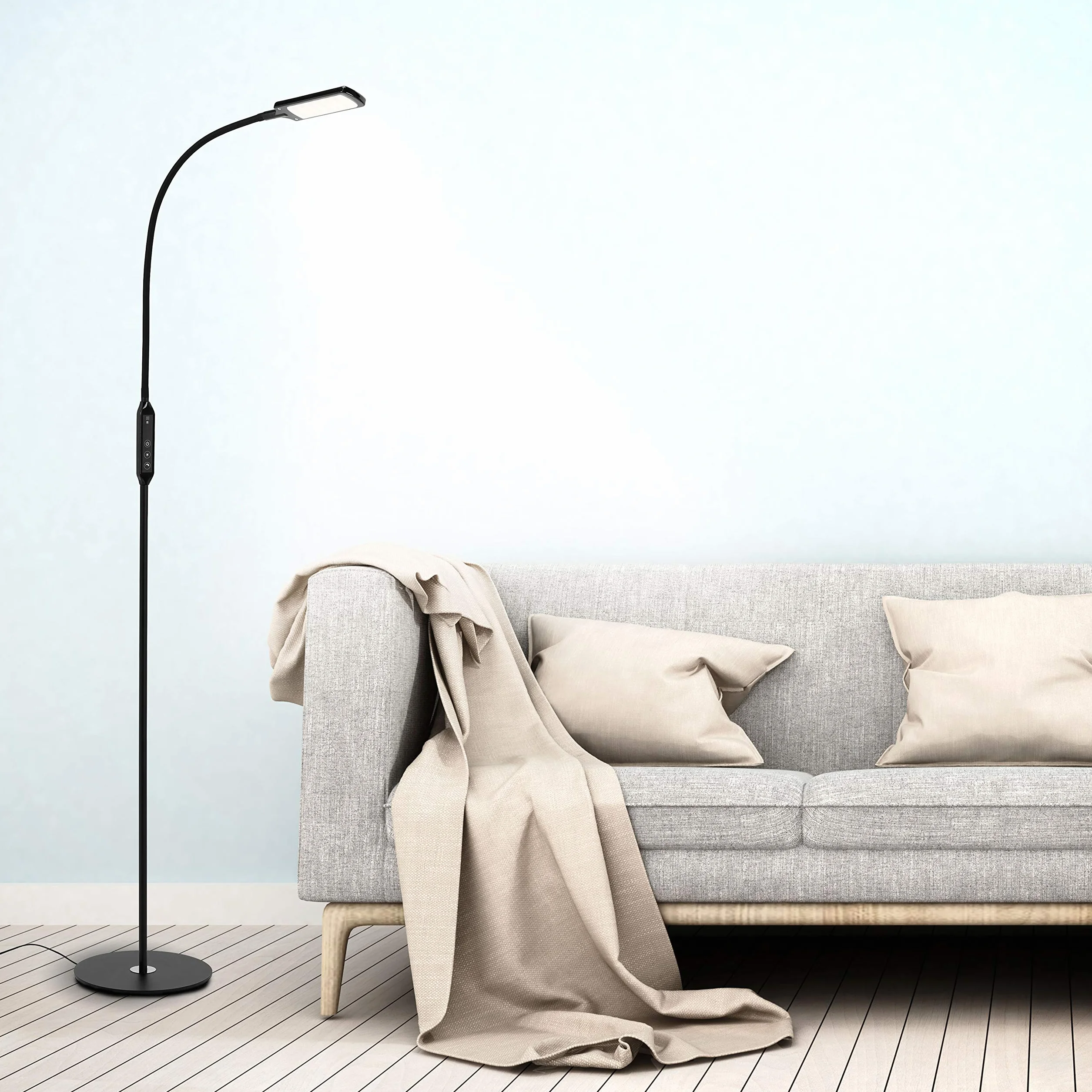 Briloner Leuchten lampa stojąca LED, ściemniana, pilot zdalnego sterowania, regulacja temperatury barwowej, 8 W, 700 lumenów, czarna, 8 W