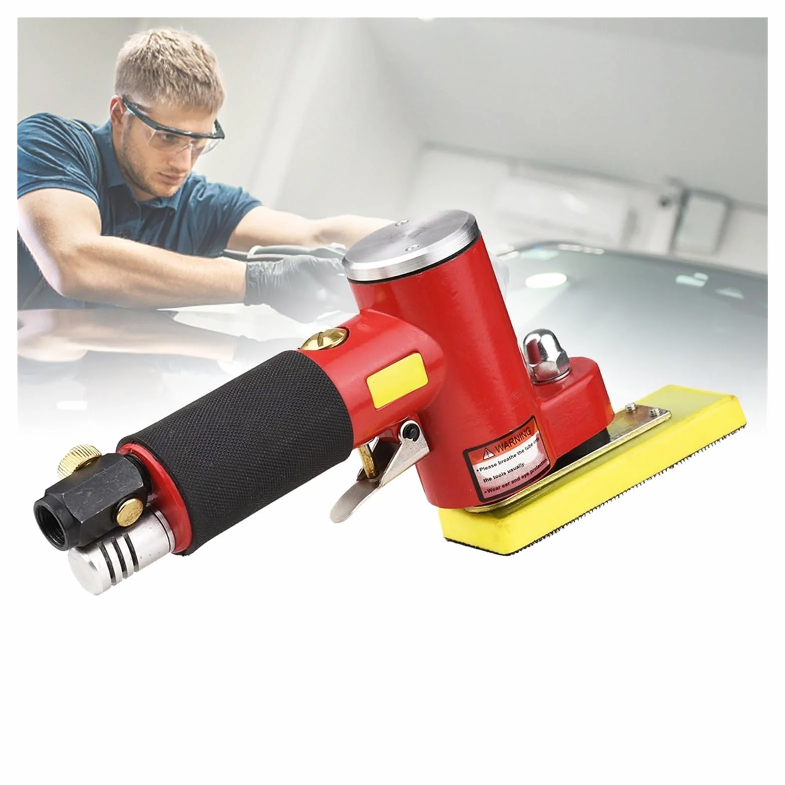 Mini prosta szlifierka pneumatyczna z szlifowaniem/gumą/żelazną podkładką losowa orbitalna ręczna polerka wosk,Niskie Wibracje(Set 1)