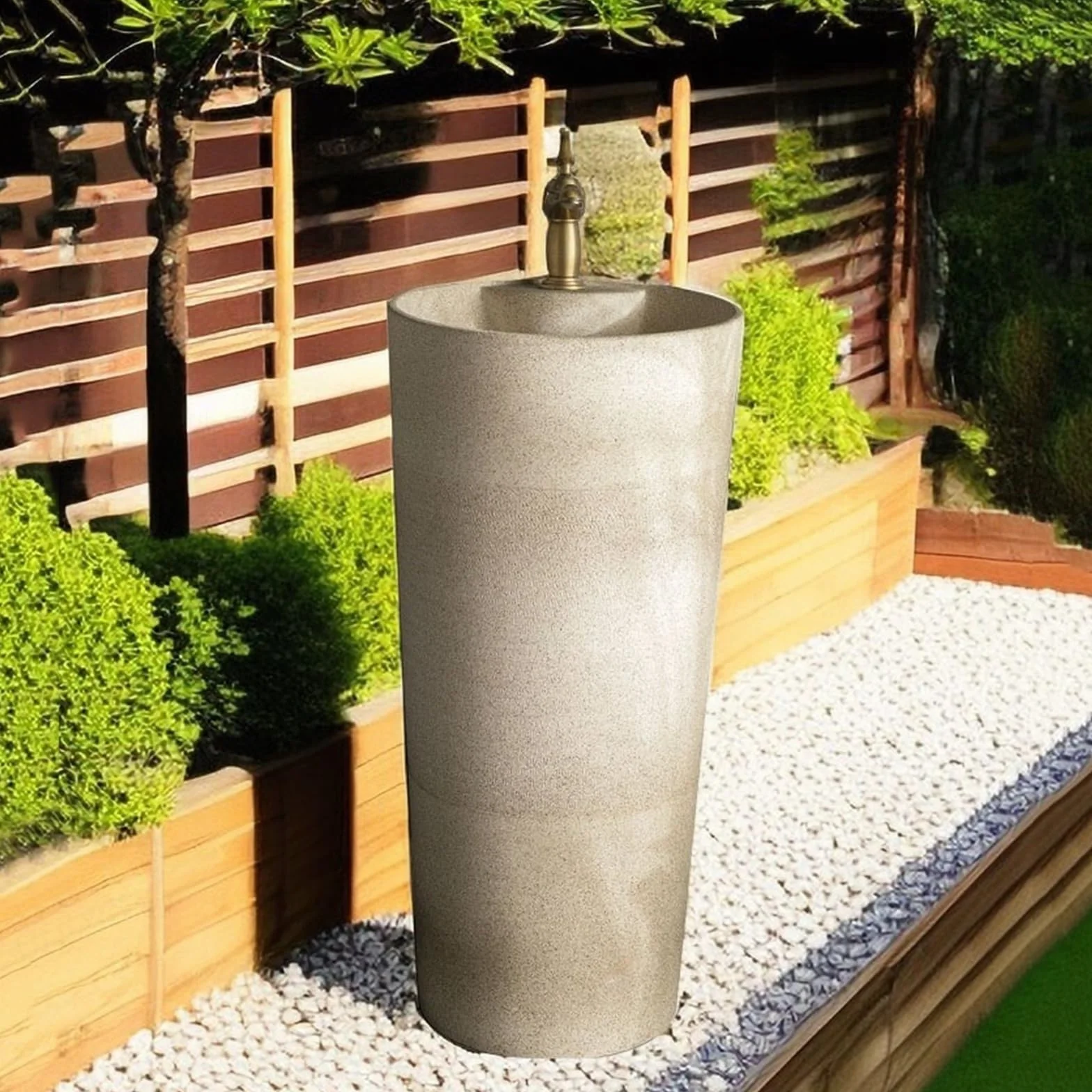 Umywalka na cokole, zewnętrzna ceramiczna umywalka kolumnowa, jednoczęściowa umywalka na cokole z jednym otworem na baterię, umywalka stojąca na balkonie, łazienka, umywa,A