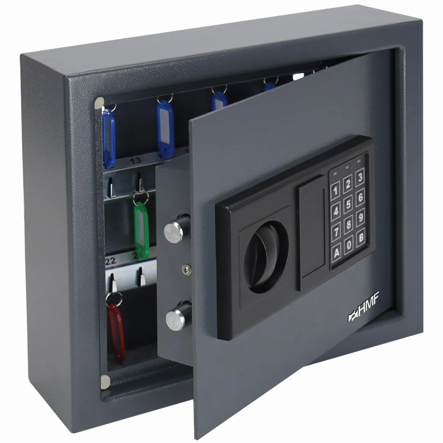 HMF 2030-11 sejf na klucze z zamkiem elektronicznym, 30 haczyków, 30 x 28 x 10 cm, antracyt
