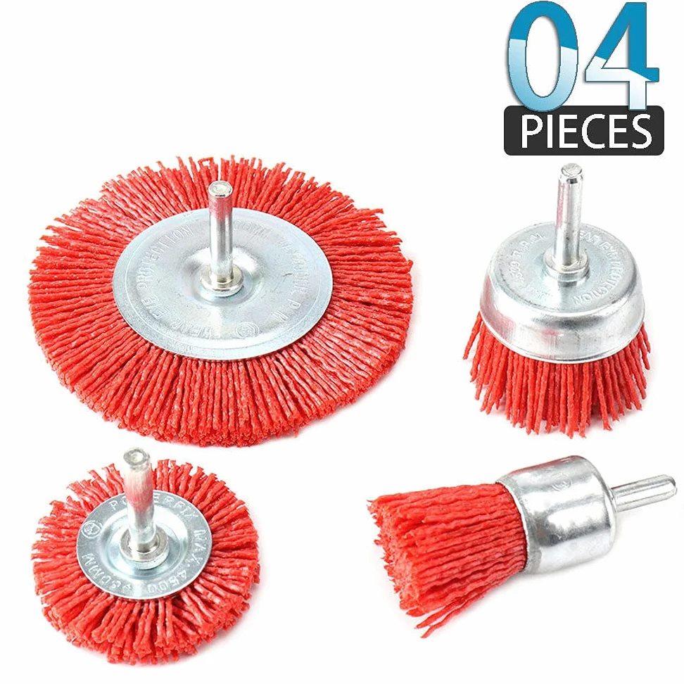 1 sztuk nylonowa szczotka kubkowa ścierna szczotka druciana do wiertarki narzędzie obrotowe do polerowania drewna gratowanie 6mm trzpień z 80-240Grit, SET1