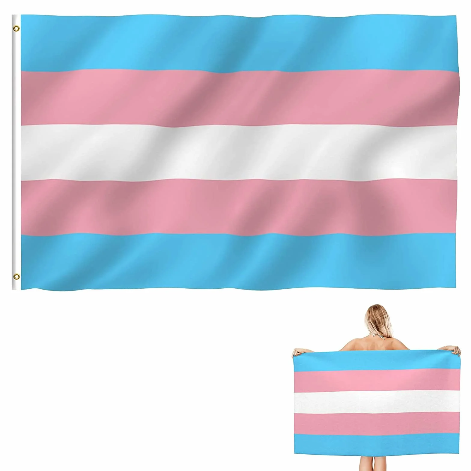 MOGADEE® Flaga transmisyjna, flaga LGBT, 150 x 90 cm, do u?ytku wewn?trz i na zewn?trz, ró?ne wakacje, odporna na wiatr i deszcz flaga Gay Pride z oczkami z mosi?dzu (transgender)