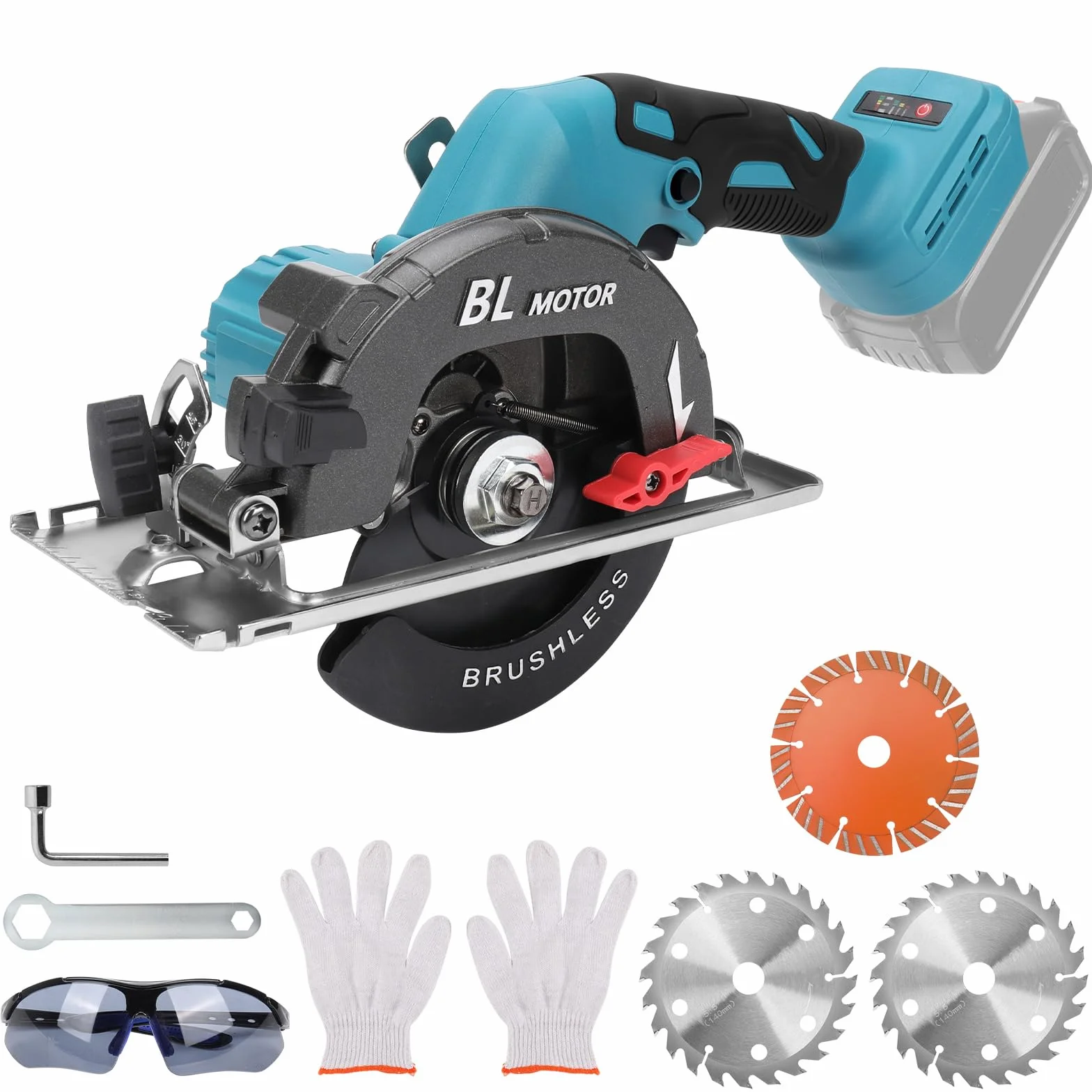 Bezszczotkowa mini piła tarczowa, ręczna piła tarczowa do Makita 18 V akumulator litowo-jonowy z 3 brzeszczotami, może ciąć po przekątnej 6000 obr./min wielofunkcyjna piła do obróbki drewna (bez