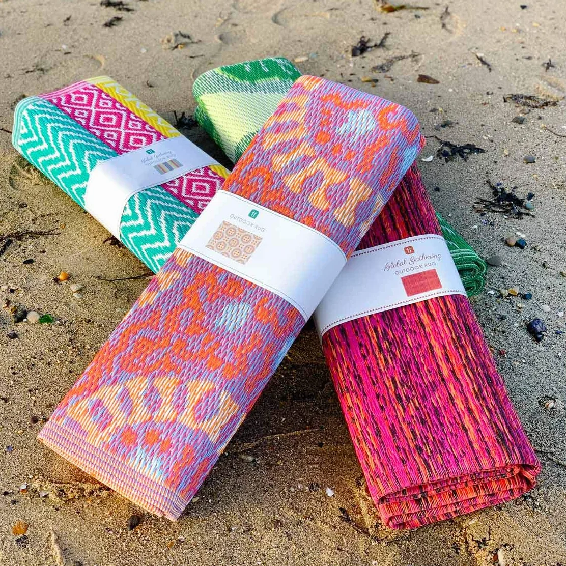 Boho Tkany wodoodporny dywanik zewnętrzny antypoślizgowa mata dwustronnym wzorem geometrycznym do ogrodu patio tarasu