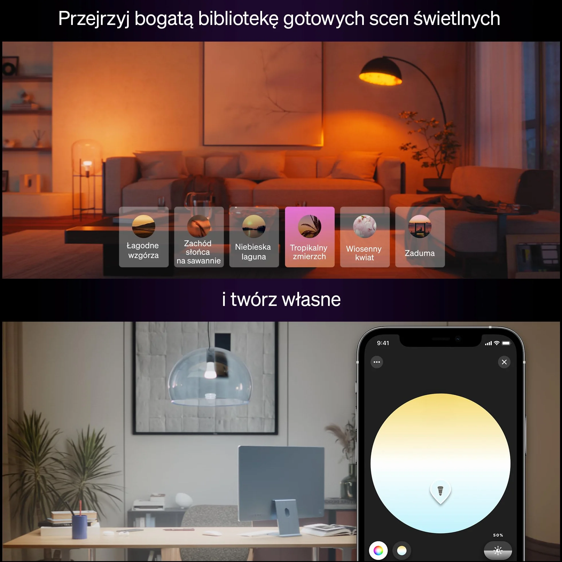 Żarów Philips Hue Smart LED A67, White and Color Ambiance, trzonek E27, 11,8 W, pełne spektrum światła 1000K–20000K, 1600 lumenów, przyciem, działa z Alexa, Google Assistant i Apple Home, op. 1 szt.
