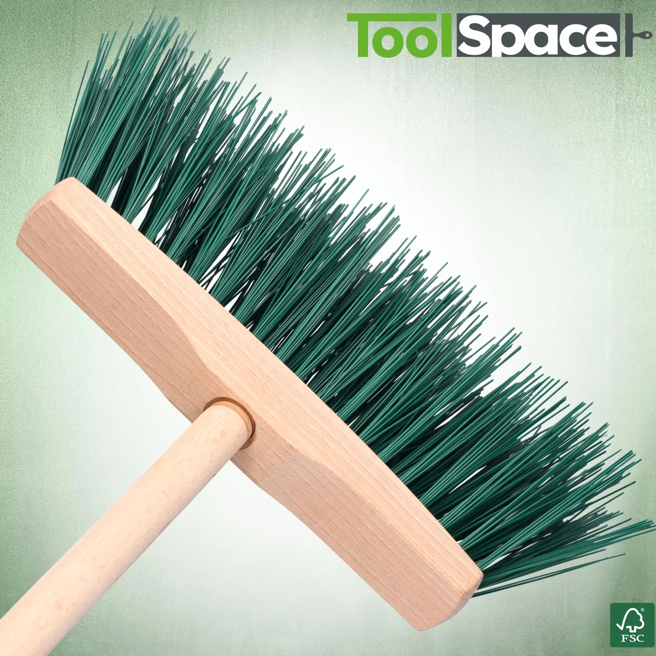 ToolSpace 2x Drewniana Miotła Zewnętrzna 24 cm – Twarde Włosie z Tworzywa Sztucznego – Do Zamiatania Podwórka, Garażu, Betonu, Kostki – Czysty Ogród i Podwórko – Szczotka do Zamiatania Liści i Kurzu