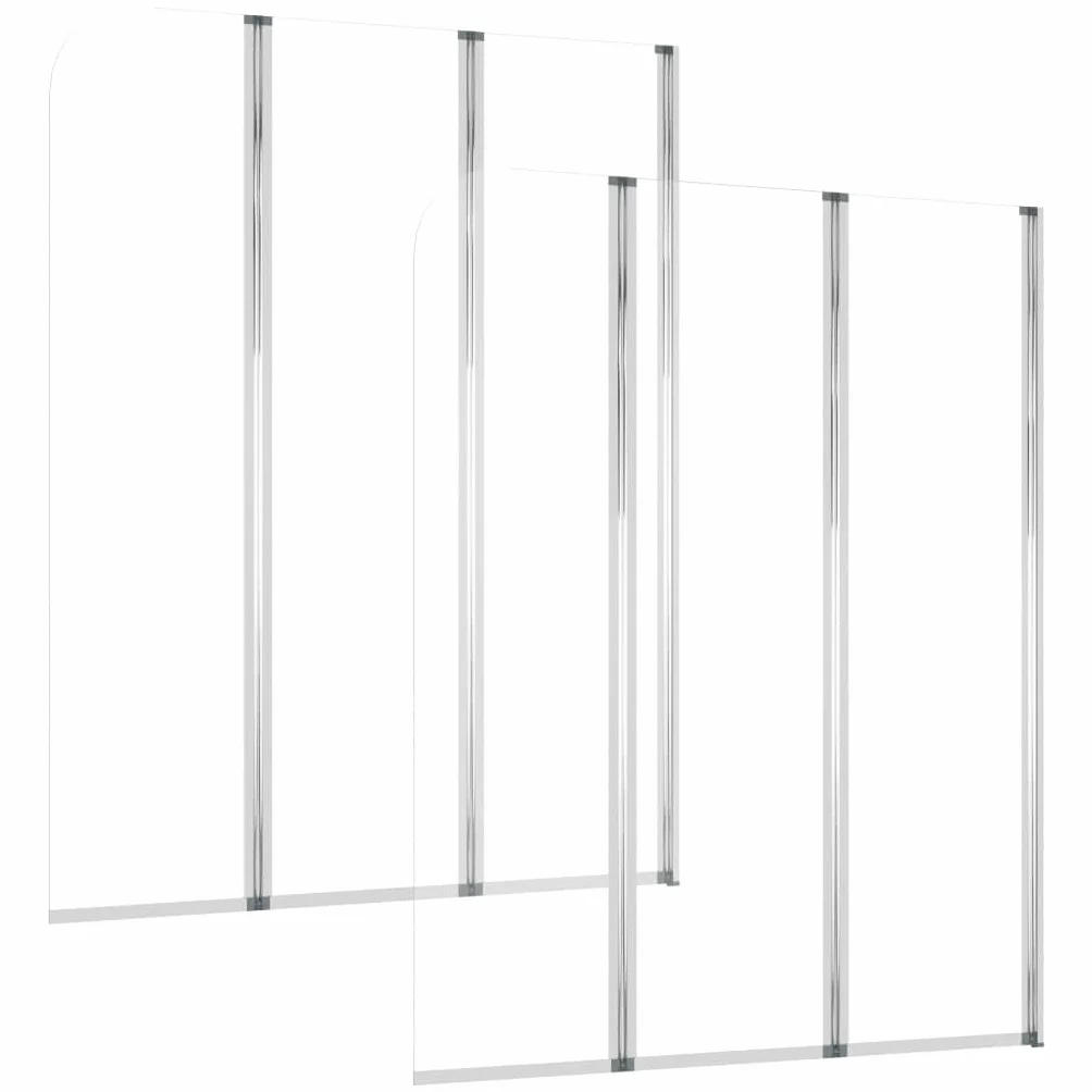 Kabiny prysznicowe 2 szt. 104 x 130 cm szkło hartowane przezroczyste | Składana konstrukcja, profile aluminiowe, łatwy montaż, do wanny