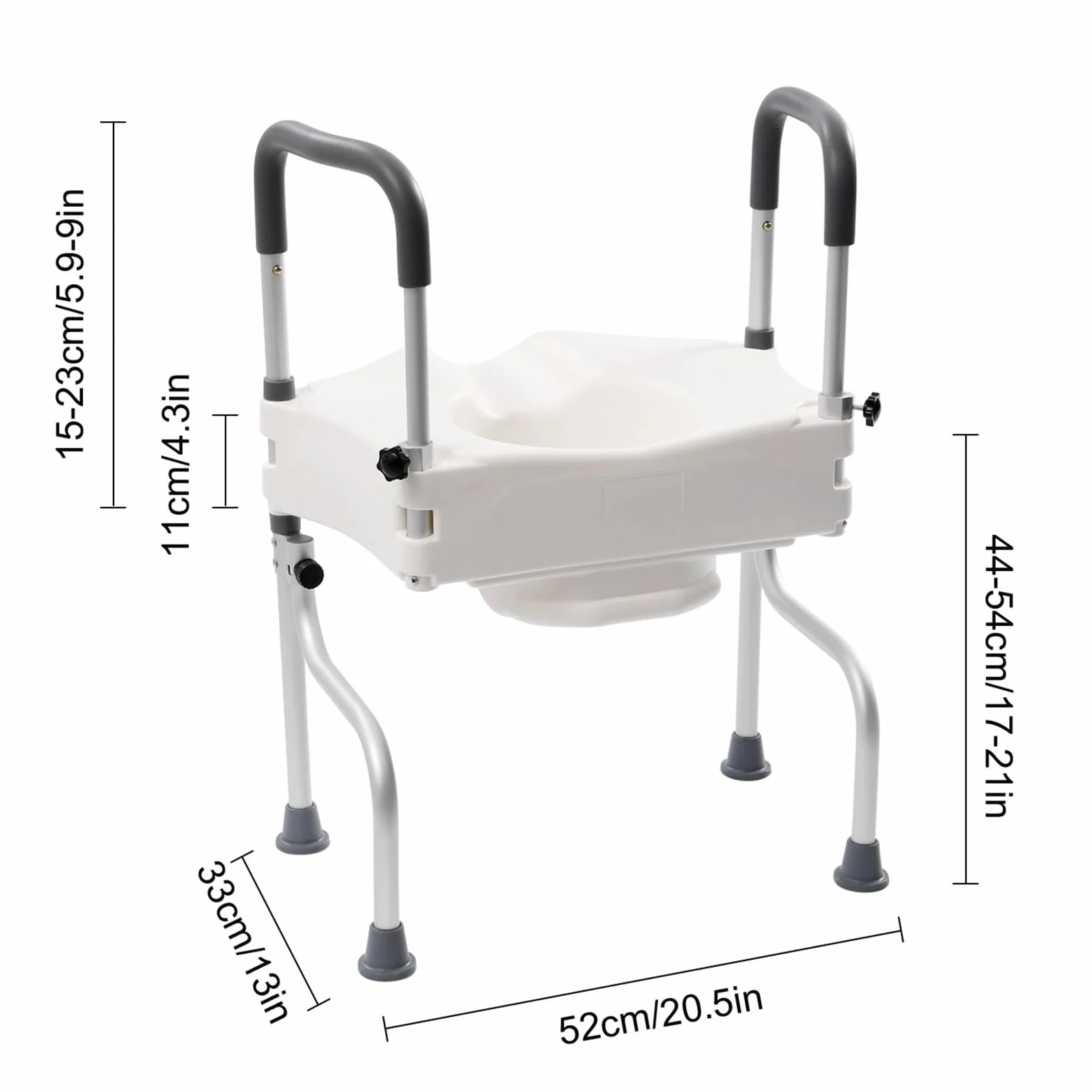 Podwyższenie deski sedesowej, podwyższona deska sedesowa z uchwytami, regulacja wysokości 15-23 cm, nośność 150 kg, nakładka toaletowa dla osób starszych, kobiet w ciąży