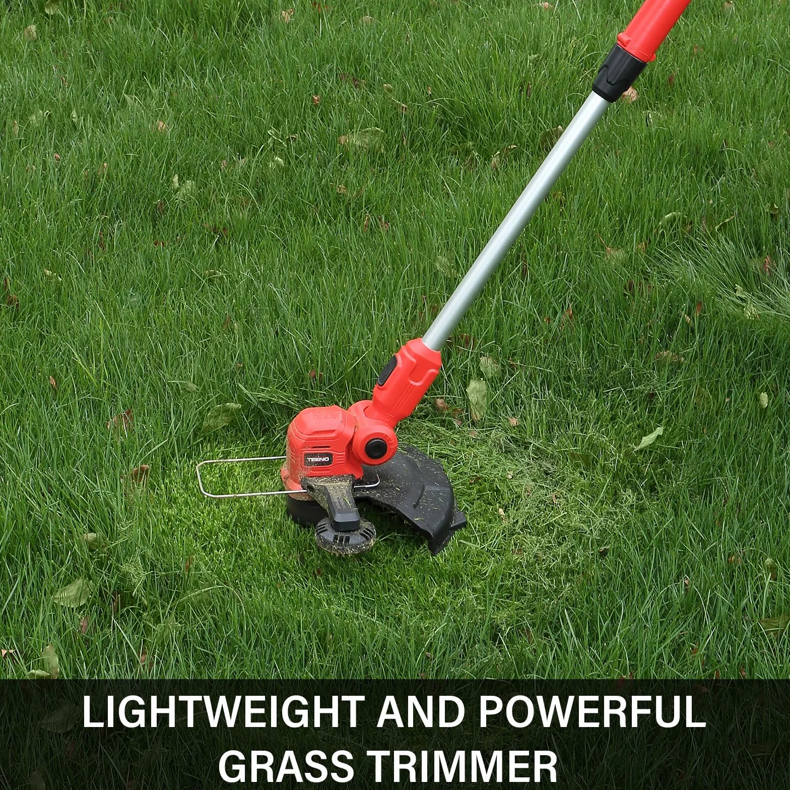 TEENO Bezprzewodowy trymer Rotofil 20 V 30 cm akumulatorowy do trawy 1x2 Ah z szybką ładowarką i uchwytem teleskopowym