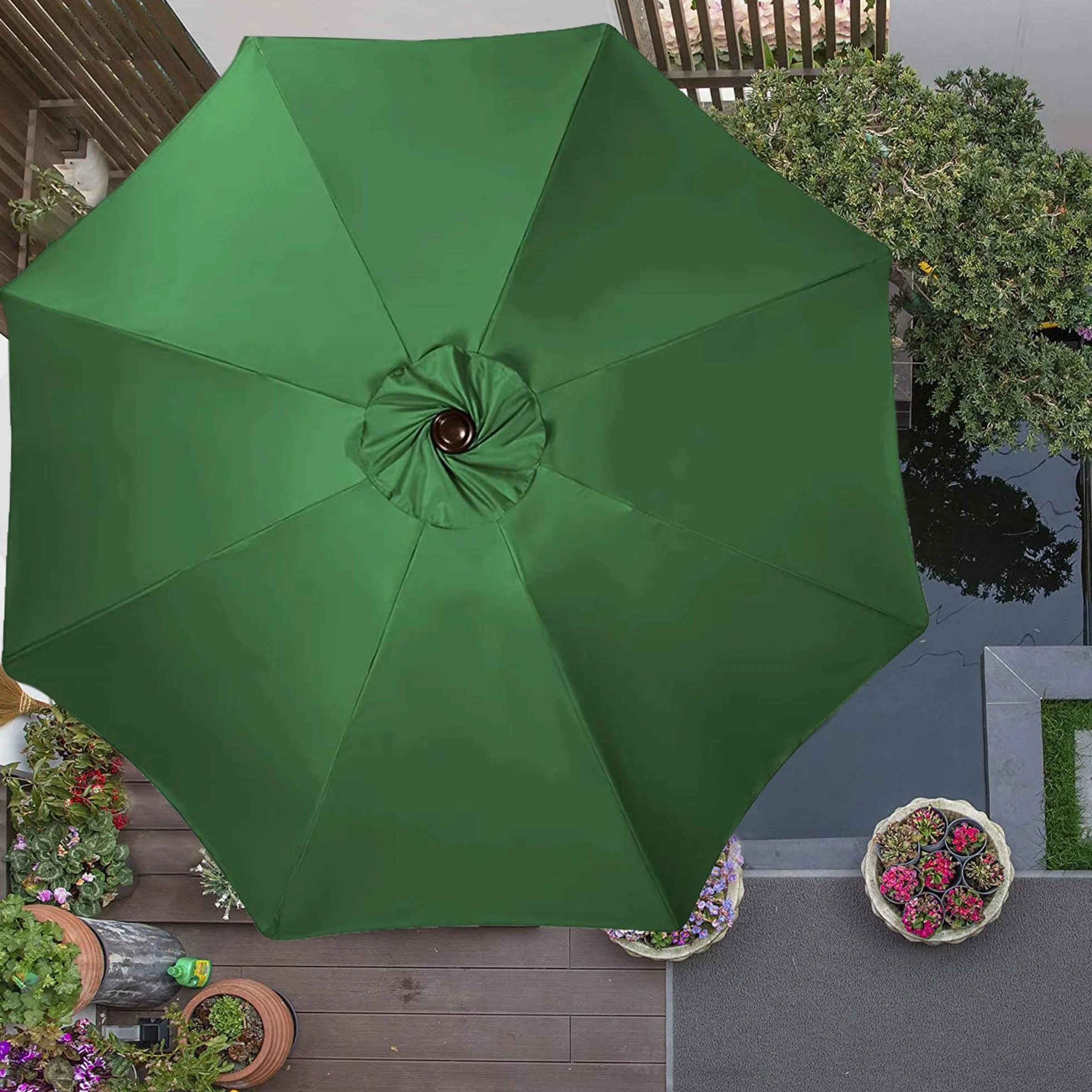 SPRINGOS Parasol ogrodowy parasol przeciwsłoneczny, system korbowy, 400 x 252 cm, zielony, 400 x 252 cm