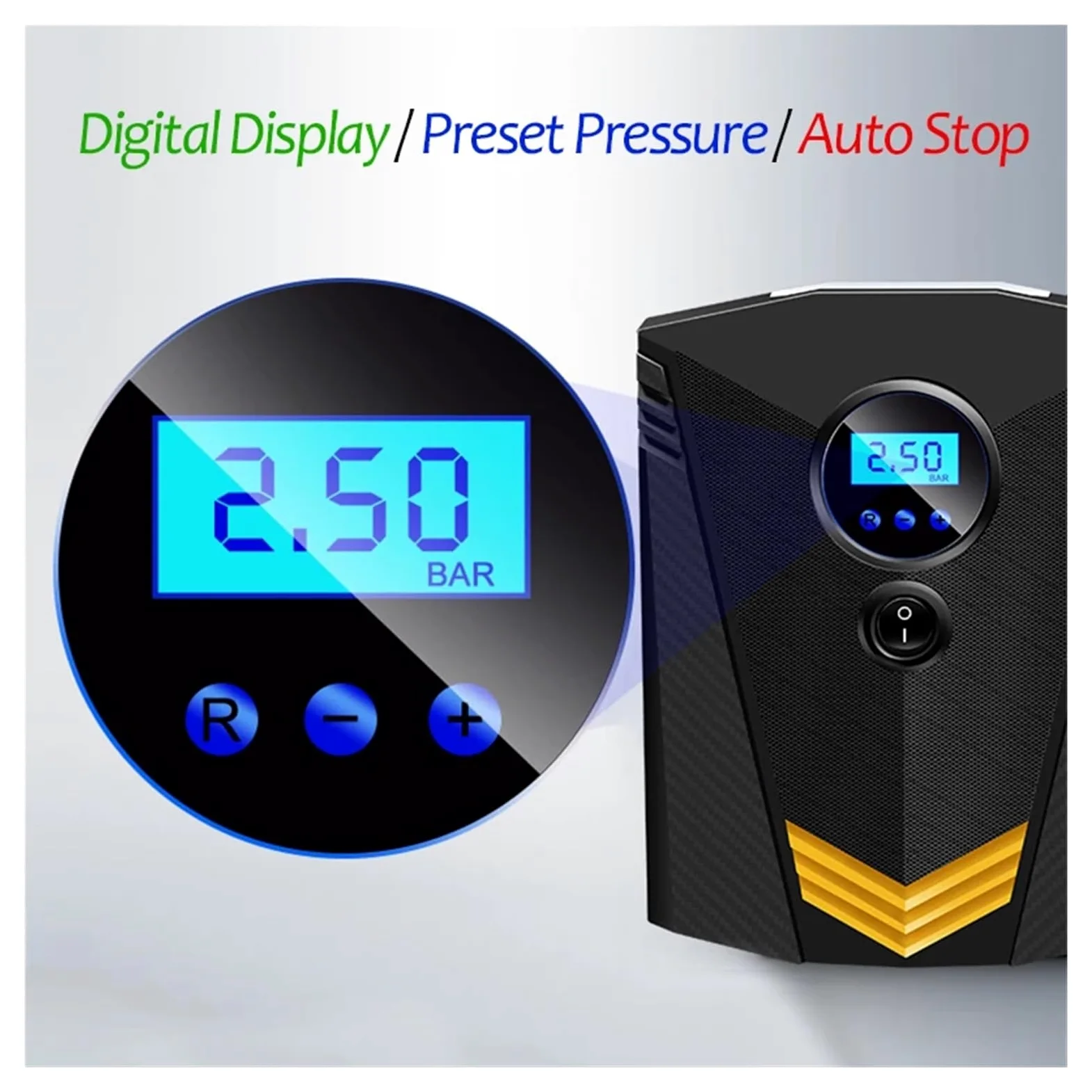 Przenośna Cyfrowa Pompka Do Opon Samochodowych Oświetlenie Automatyczna Sprężarka Powietrza Kół Elektryczna Inflator 12V Szybki Użyciu(Digital with Box)