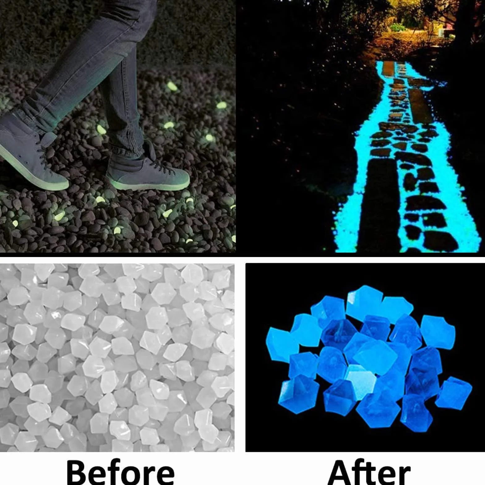 Świecące kamienie ogrodowe fluorescencyjne kamyki dekoracyjne 14 x 11 mm 300 sztuk