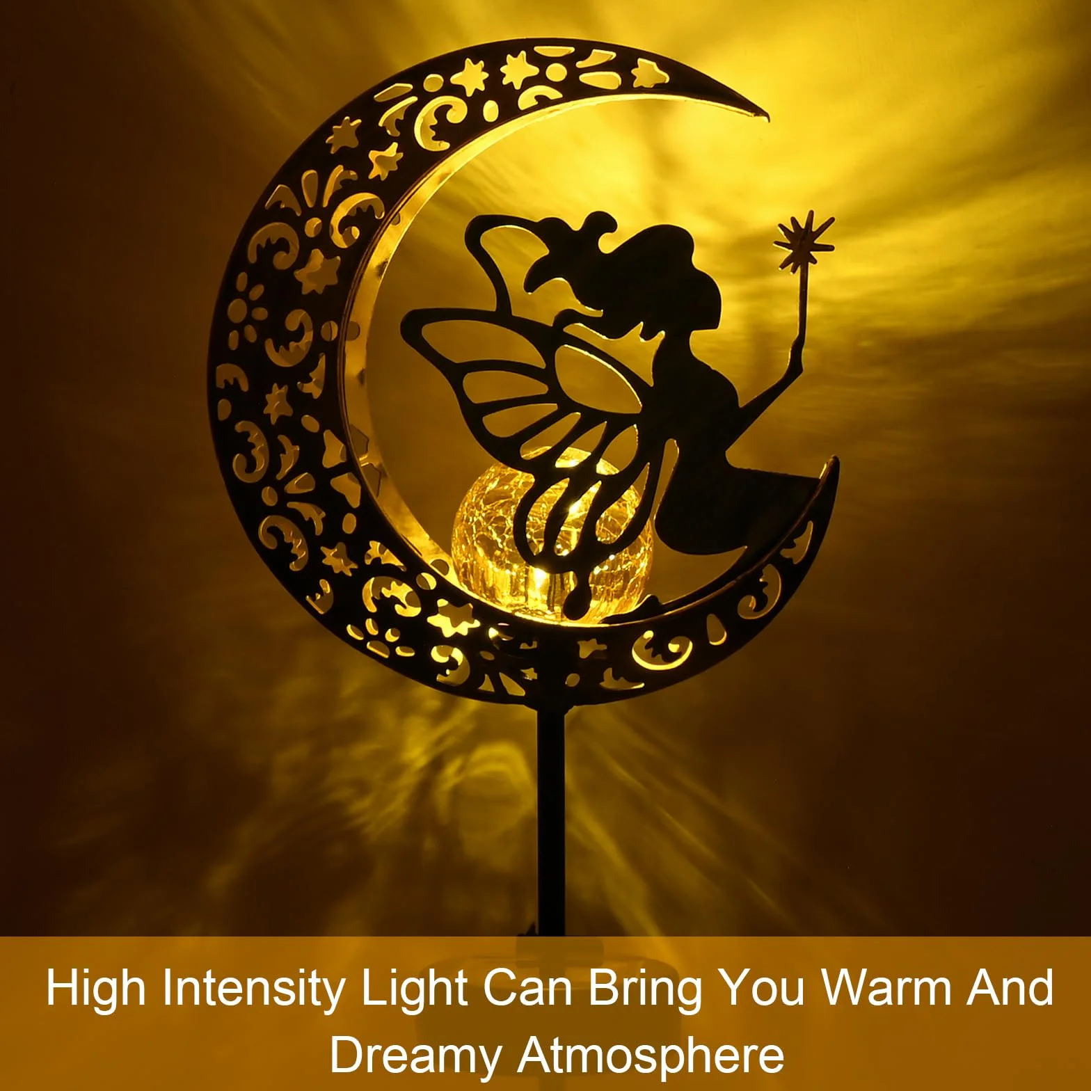 GuKKK Księżycowe lampy solarne do ogrodu, 2 sztuki, do użytku na zewnątrz, dekoracja tarasu, księżycowa wróżka, światło słoneczne, elf/wróżka kwiatowa, wodoszczelna lampa solarna, na taras, balkon,