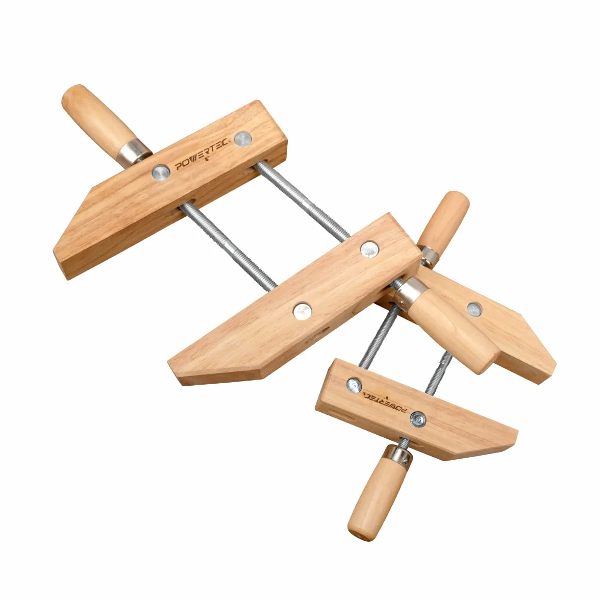 POWERTEC 71522 drewniany zacisk do śrub ręcznych – 15 cm | Zaciski śrubowe ręczne do obróbki drewna, 2 szt