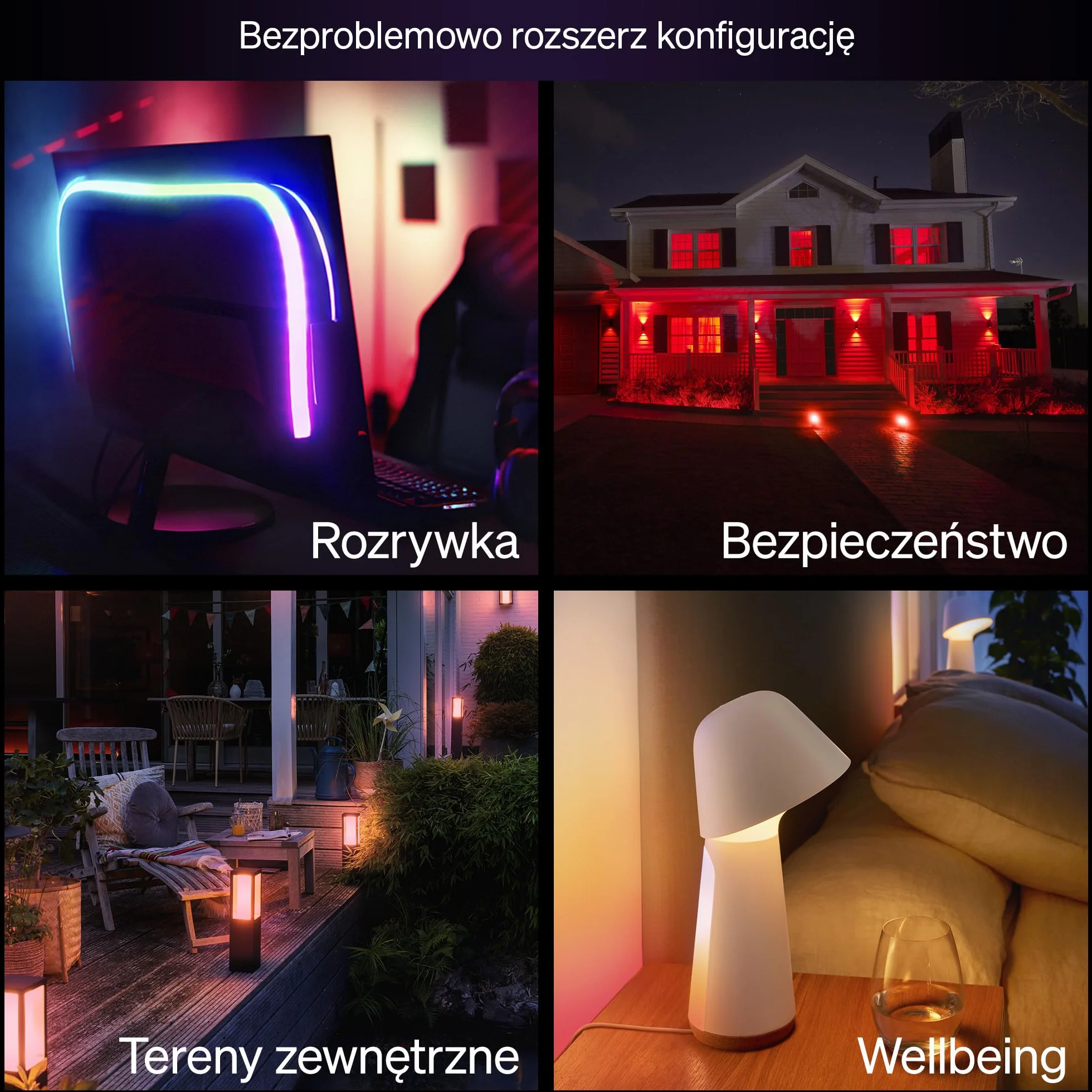 Żarówka Philips Hue Essential Smart LED – żar. punktowa GU10, White and Color Ambiance, 4,7 W, 2200K–6500K, 345 lumenów, przyciemnianie, działa z Alexą, Asystentem Google i Apple Home, op. 4 szt.