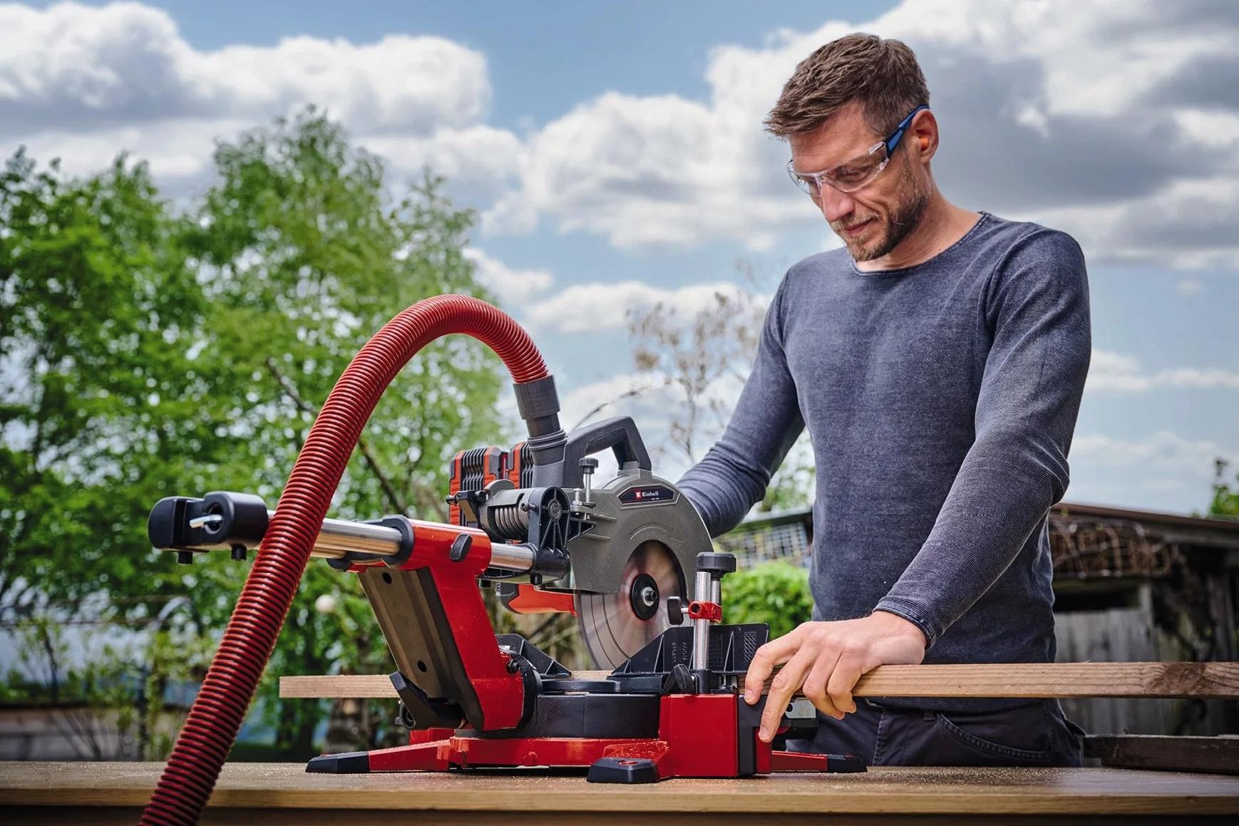 Einhell TE-SM akumulatorowa piła promieniowa 36/10 L Li-Solo Power X-Change (36 V, ostrze 254 mm, prędkość 3800 obr./min, poręczny system przesuwny, laser liniowy, bez akumulatora)