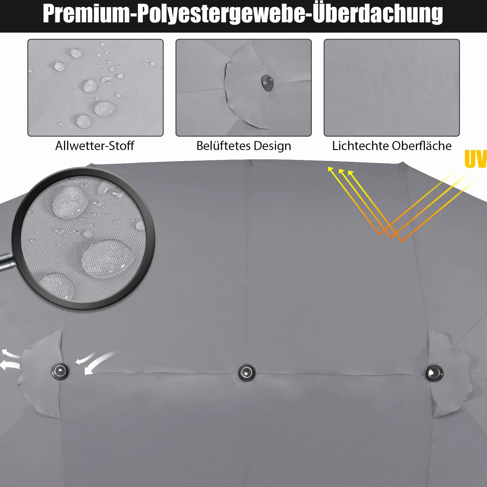 COSTWAY Podwójny parasol przeciwsłoneczny 470 x 280 cm duży rozmiar XXL ochrona UV parasol ogrodowy z korbą ręczną