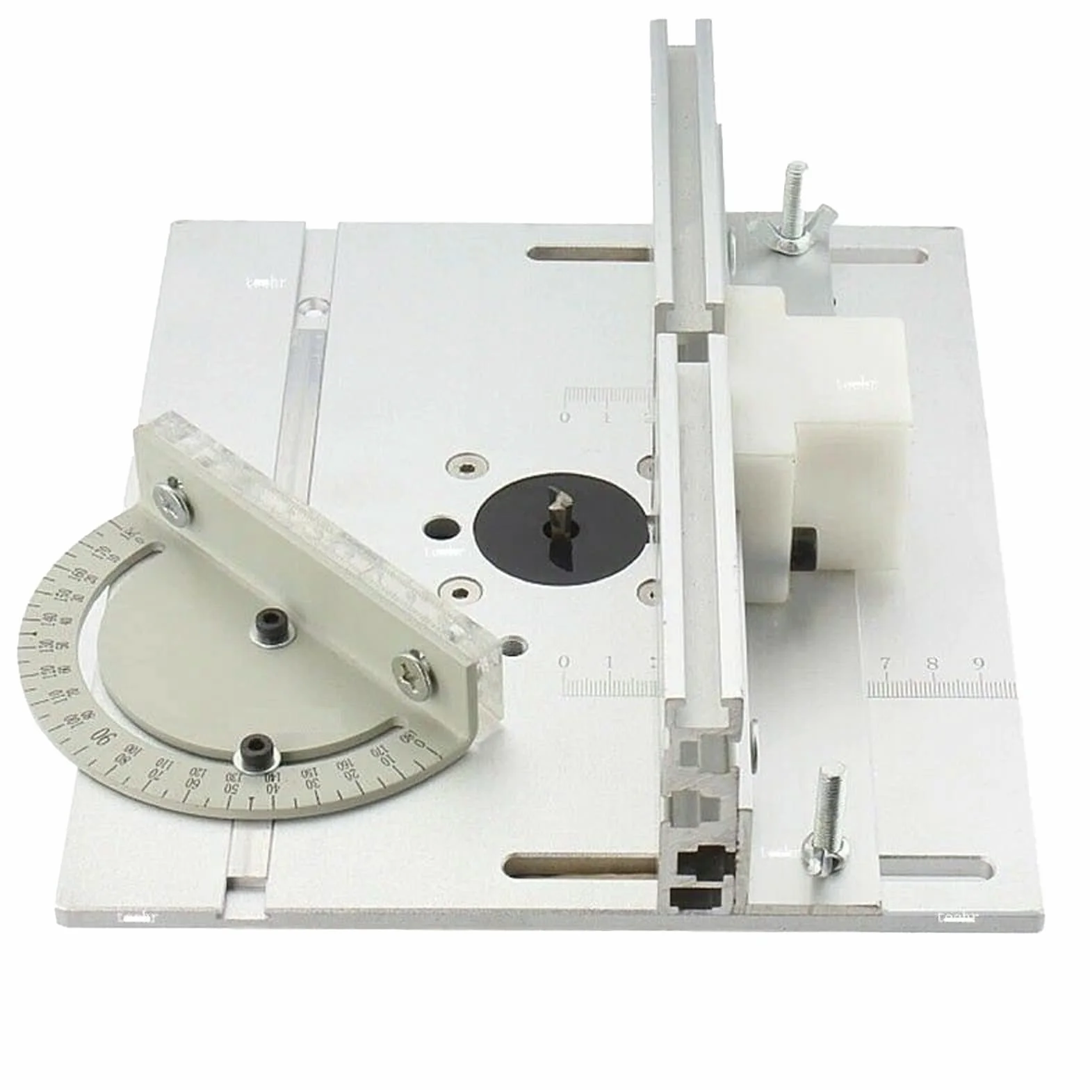 Miniaturowa piła stołowa Aluminiowa frezarka stołowa wkładka płyta ławki do obróbki drewna piła Mitre Gauge wsporniki przesuwne stół piła panelowa maszyny 240x200x6mm(B-Sliver)