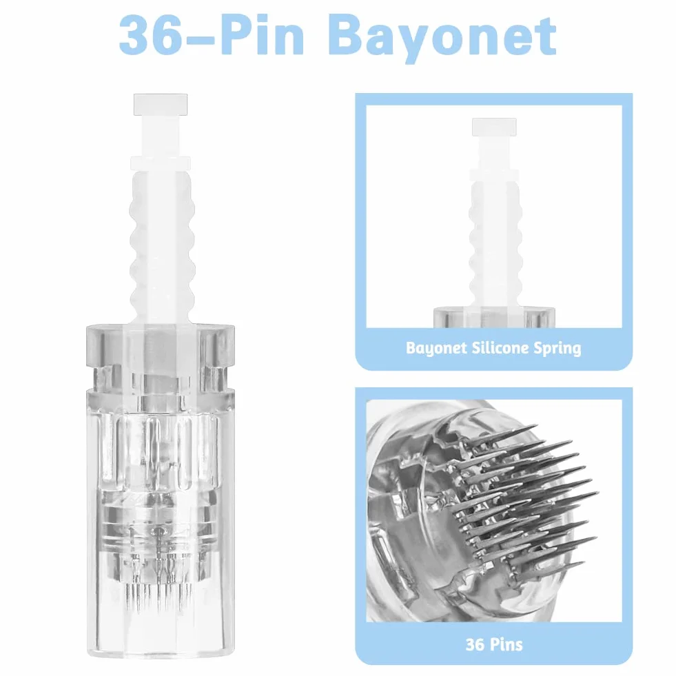 LOPHE Microneedling, 12 sztuk mikro igieł Derma Pen Micro Needling, Microneedle Nano Igły z regulowanymi bagnetami, igły wkładów z mikro igłami do Derma Pen(#36pin)