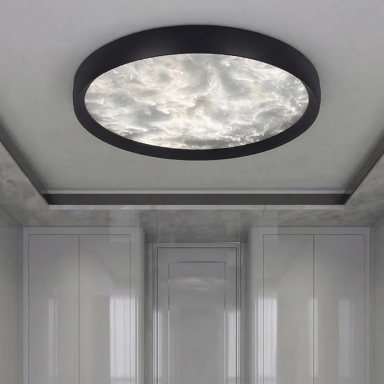 Okrągła lampa sufitowa chmura czarno-biała, nowoczesna. Lampa sufitowa 40 cm do salonu, 36 W, 3000-6000 K zmienna intensywność z pilotem zdalnego sterowania Lampa sufitowa Led sypialnia