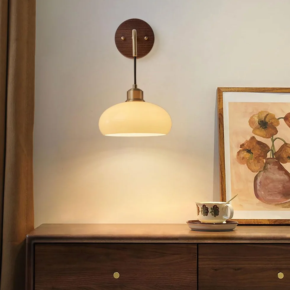 Mosiężna lampa ścienna z litego drewna w paski szklany klosz Lampka nocna Kinkiety Oświetlenie Ścienne Nowoczesna lampa ścienna E27 Oświetlenie wewnętrzne do salonu Restauracja