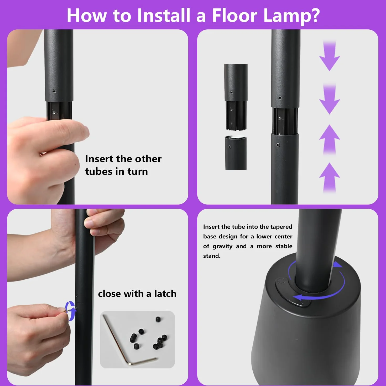 Epicflare Lampa stojąca LED, lampa podłogowa do salonu, 150 cm, z pilotem zdalnego sterowania i aplikacją, tryb "zrób to sam", 16 milionów kolorów, lampa narożna z trybami muzyki i funkcją timera, do