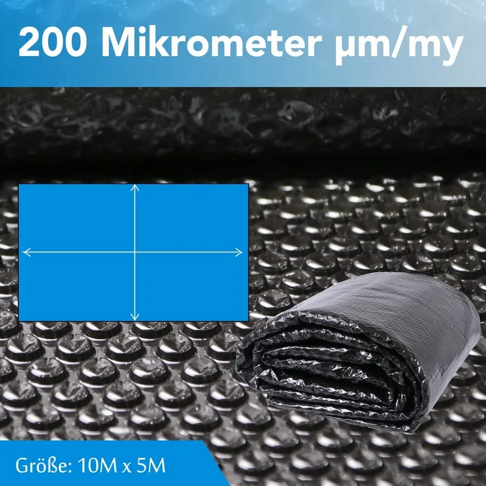 Melko Plandeka solarna do basenu, 1000 x 500 cm, folia solarna 200 µm, plandeka solarna z możliwością przycięcia, ogrzewanie wody, plandeka solarna do basenu