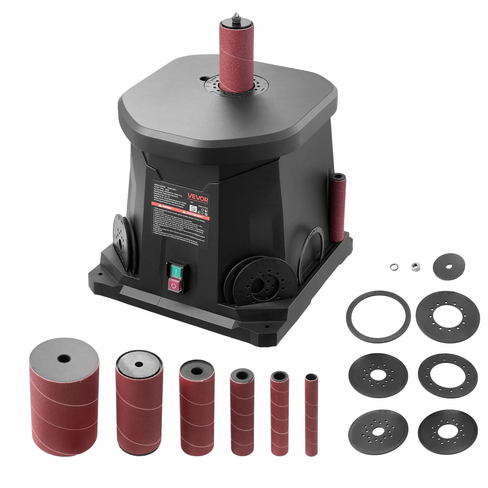 VEVOR Szlifierka oscylacyjna 2000 obr./min, 6 tulei 12,7–76,2 mm, skok 15 mm i przyłącze do wykończenia mebli, szlifowanie rękodzieła i obróbka drewna, czarna