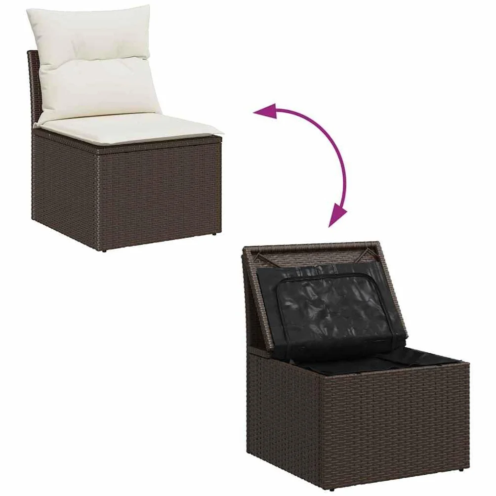 vidaXL Zestaw Sof na Ogród z poduszką 8 pcs Brązowy Rattan poli, Ogród i taras, nowoczesna sofa modułowa, meble ogrodowe, eleganckie siedzenia, zestaw na patio
