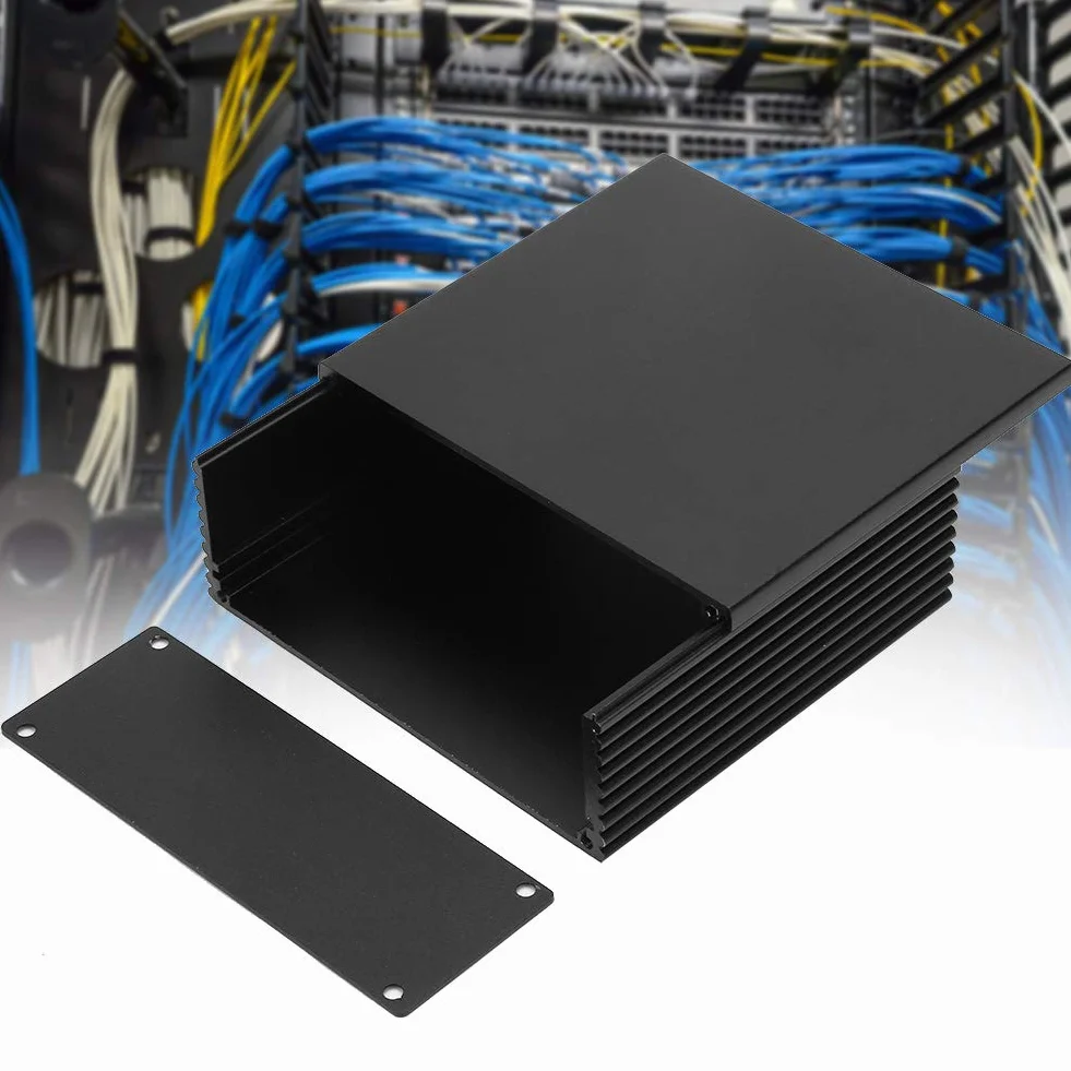 Aluminiowa puszka projektowa, DIY skrzynka przyłączeniowa, skrzynka elektryczna, skrzynka elektroniczna, skrzynka chłodząca obudowa karty obwodowej 40 x 100 x 110 mm czarna
