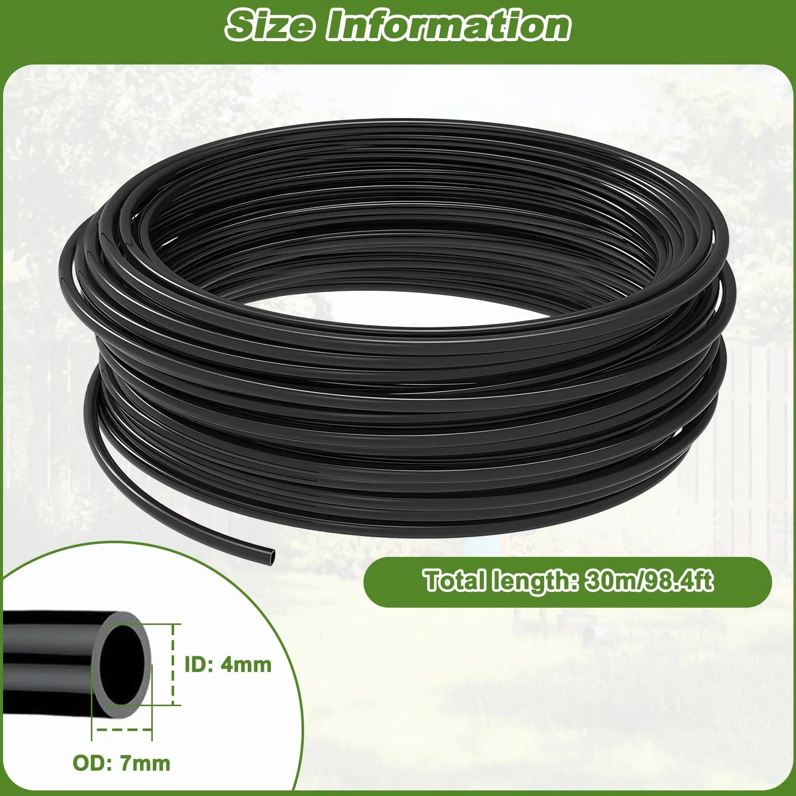 30 m / 100FT PVC mikro rurki nawadniające, szczelna rura zasilająca do nawadniania kropelkowego, odporne na promieniowanie UV, elastyczne węże nawadniające do trawnika, ogrodu, roślin, kwiatów, drzewa