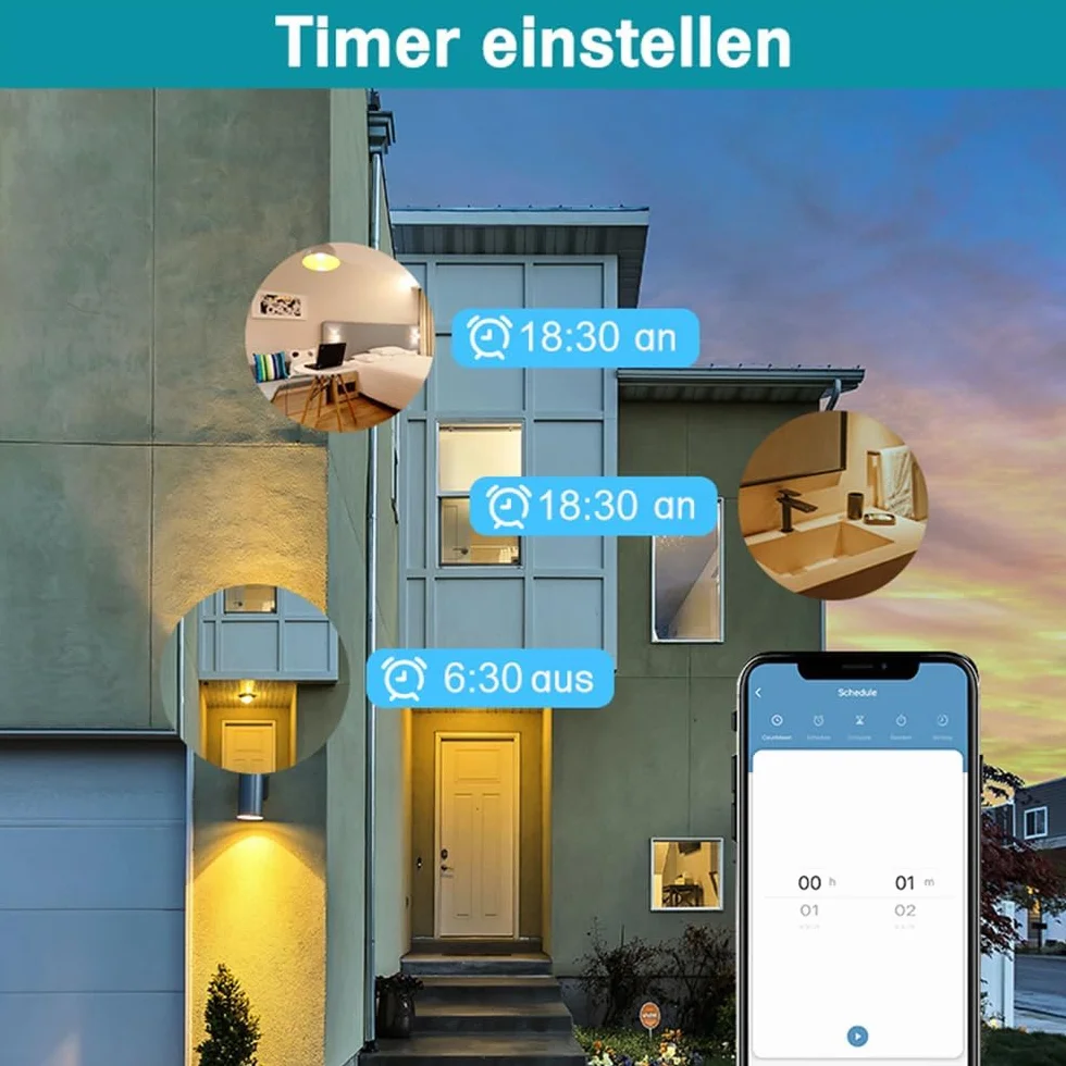 Offgridtec Gniazdko zewnętrzne Smart WiFi, sterowane za pomocą aplikacji Smart Life/Tuya, monitorowanie energii w czasie rzeczywistym, timer i sceny, kompatybilne z Alexa/Google Home, maksymalne