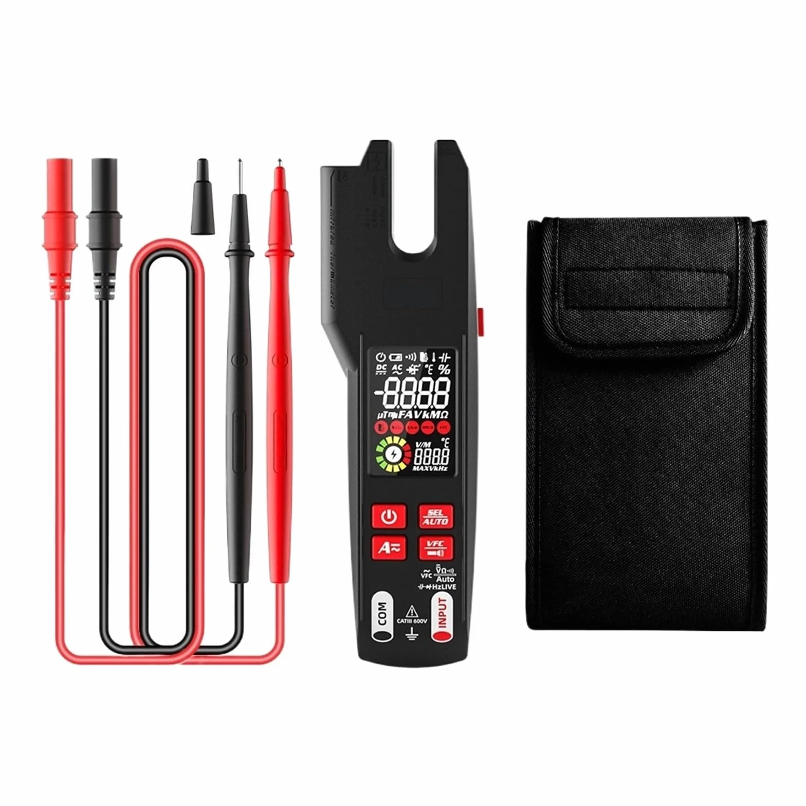 Cyfrowy Miernik Cęgowy Widelec DC/AC 600A Profesjonalne Szczypce Amperomierze T-RMS Prąd OpenJaw Tester Elektryczny Auto Multimetr Szybko Dokładnie Łatwy Odczyt(U6-USB Charging)