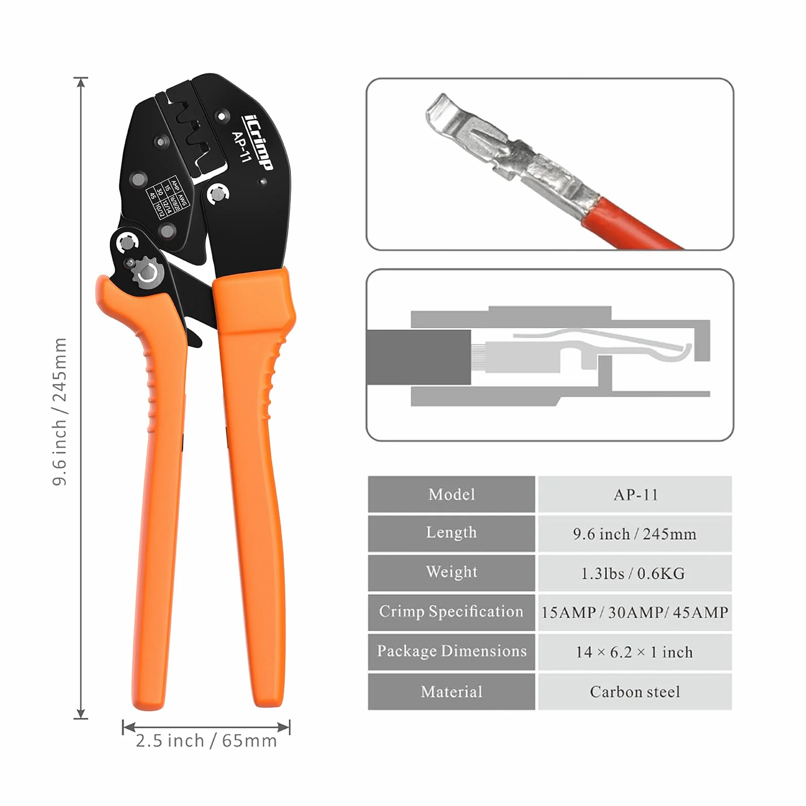 iCrimp Ap-153045 Zaciskarka do drutu grzechotka narzędzia działa dla Anderson 15, 30 i 45 AMP złącza kablowe