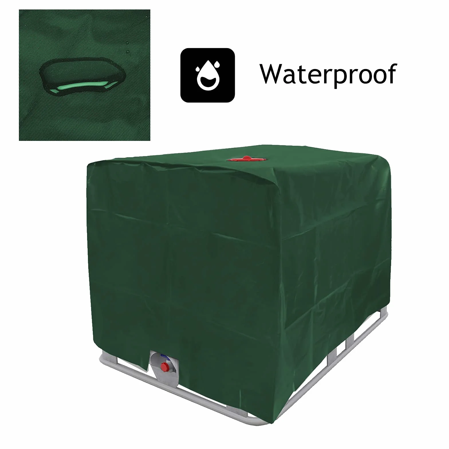 IBC Pokrowiec na zbiornik, plandeka na zbiornik na wodę 600 l / 800 l / 1000 l, plandeka ochronna na zbiornik na wodę deszczową IBC (zielona, 120 x 80 x 100 cm)