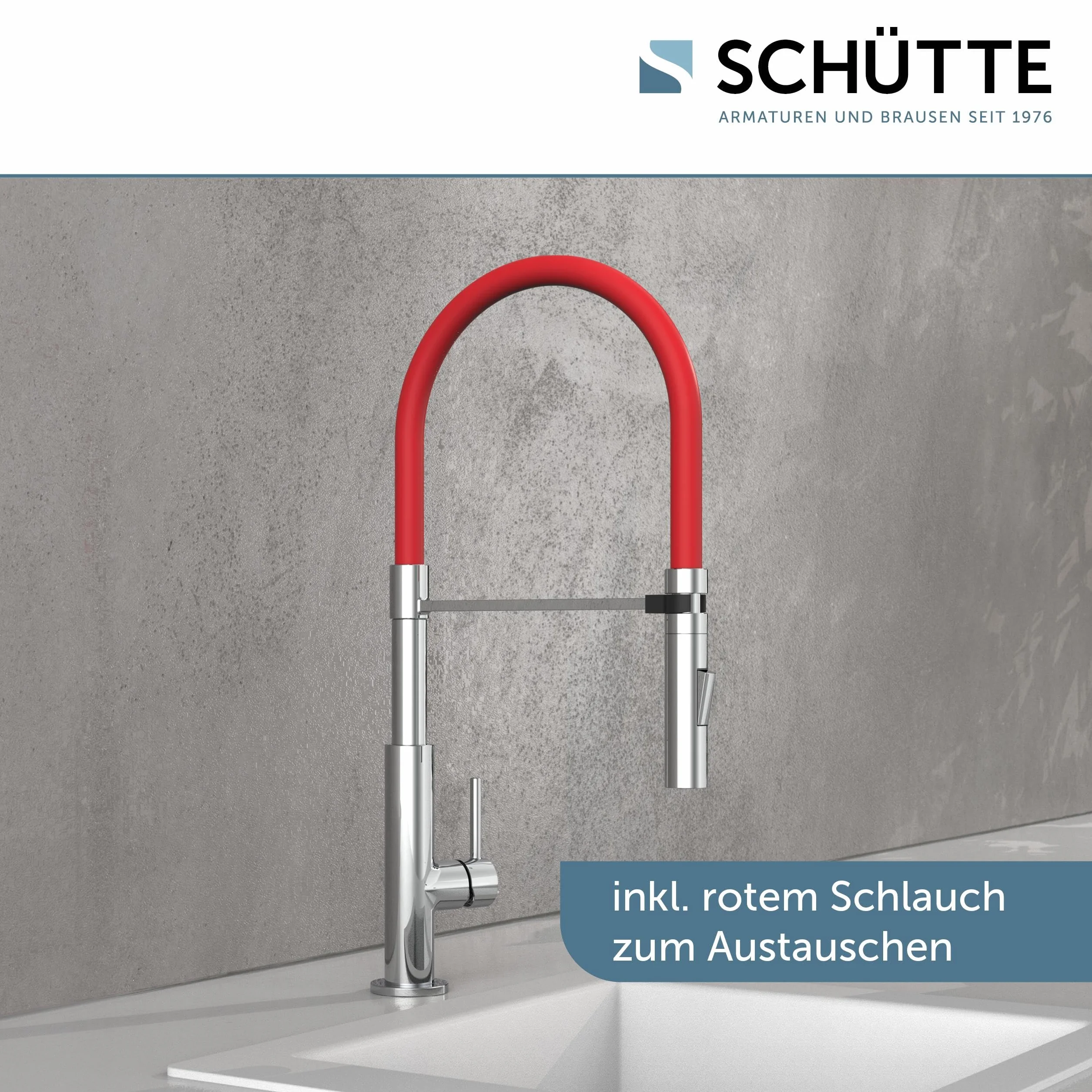 SCHÜTTE 79180 STILO Kuchenna Bateria z Wyciąganą Wylewką, Obrotowa 360 Stopni, Jednouchwytowa Zlewozmywakowa, Chrom/Czarny