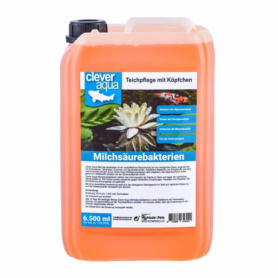 CleverAqua bakterie kwasu mlekowego 6500 ml probiotyczne bakterie filtrujące stawowe redukuje algi azotyny