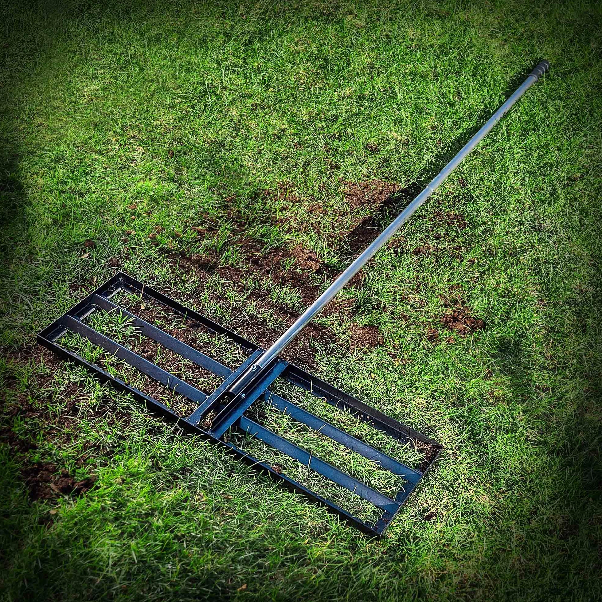 KADAX Grabie do trawnika 89 x 29 cm metalowe z trzonkiem