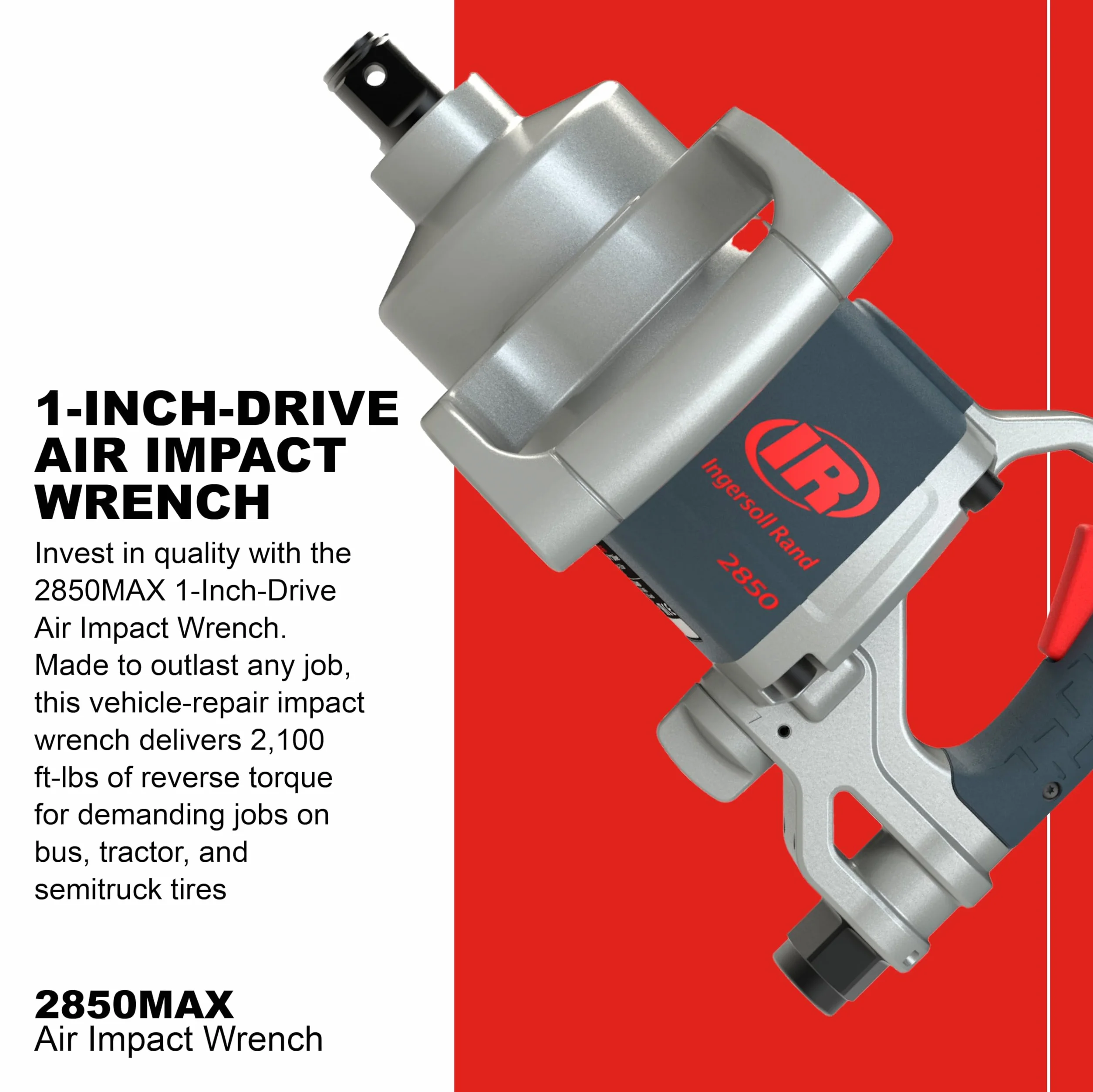 Ingersoll Rand Klucz Udarowy 2850MAX, 1-calowy Klucz Udarowy, 2850 Nm Maksymalnego Zwrotnego Momentu Obrotowego, Obudowa Odporna na Chemikalia