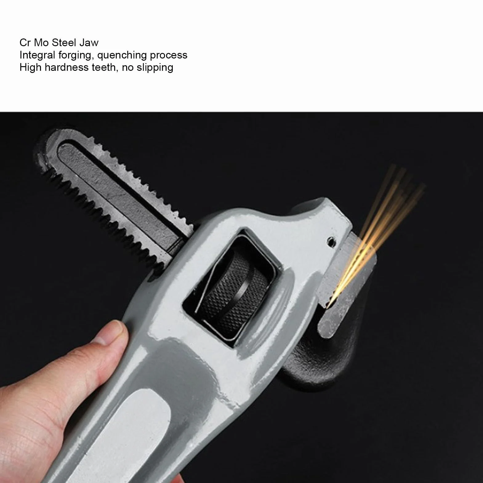 Aluminiowy Klucz do Rur Odgięty, Regulowany Rozstaw Szczęk, Wytrzymały Uchwyt Klucz Hydrauliczny Narzędzie dla Hydraulików ze Szczękami ze Stali Kutej Matrycowo dla Monterów Rur